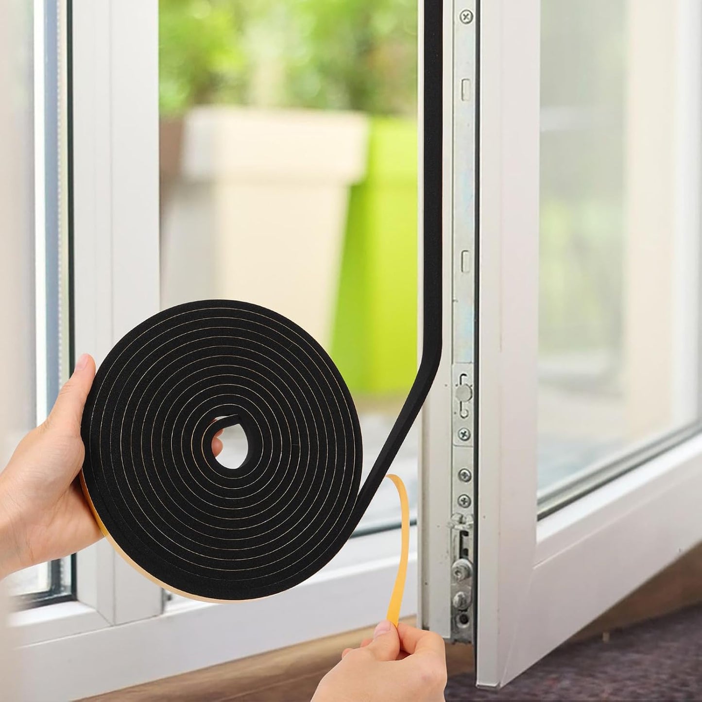 26Feet Weather Stripping Seal (1 Inch X 1/8 Inch) for Door Window, High Density Foam Tape, Soundproofing, Insulation Strip, Door Sealers for Door Frame- Black