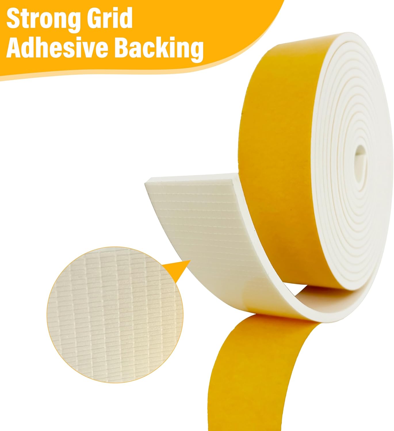 Weather Stripping Foam Tape, 17 Ft Door Seal Strip, EVA Material, High Density 1/4" Thick, No Residue Adhesive, Weatherproof Door Seal Strip for Sliding Door, Windows, White (3/8" Wide)