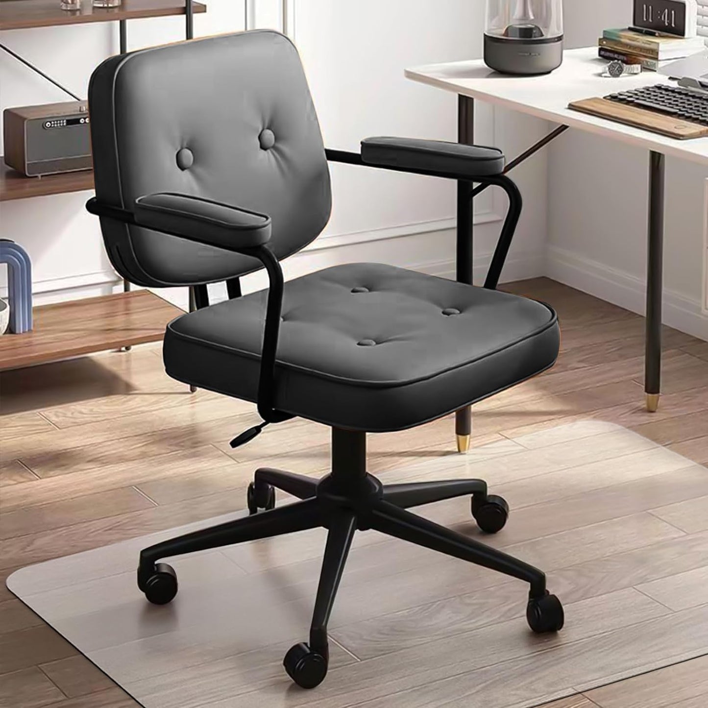 Kuyal Chair Mat for Hardwood Floor,46 x 46 inches Rectangle Desk Durable Wood/Tile Protection Mat for Rolling Chairs, Non-Studded Bottom