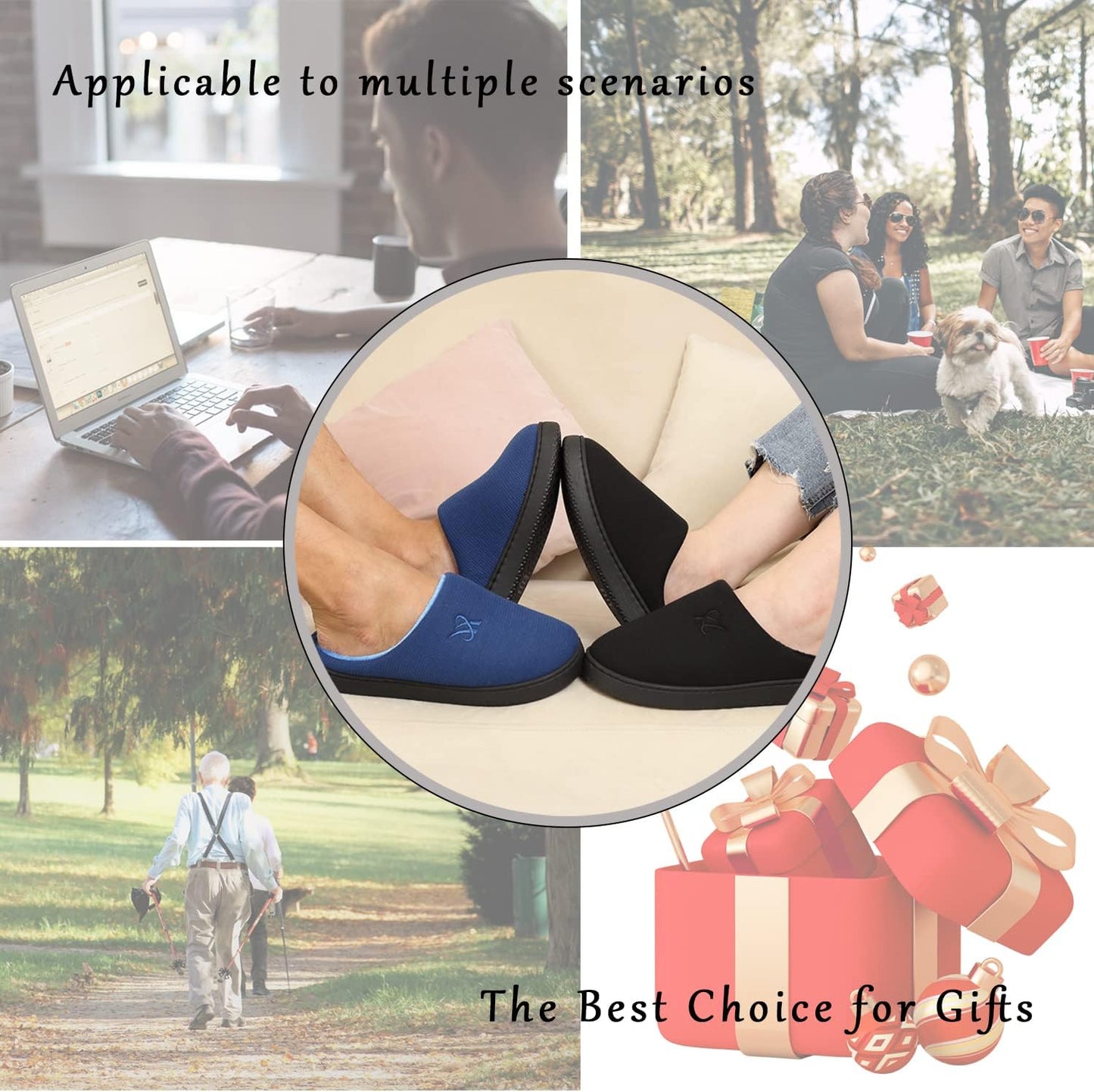 Memory Foam Slippers for Women's and Men's Casual House Shoes