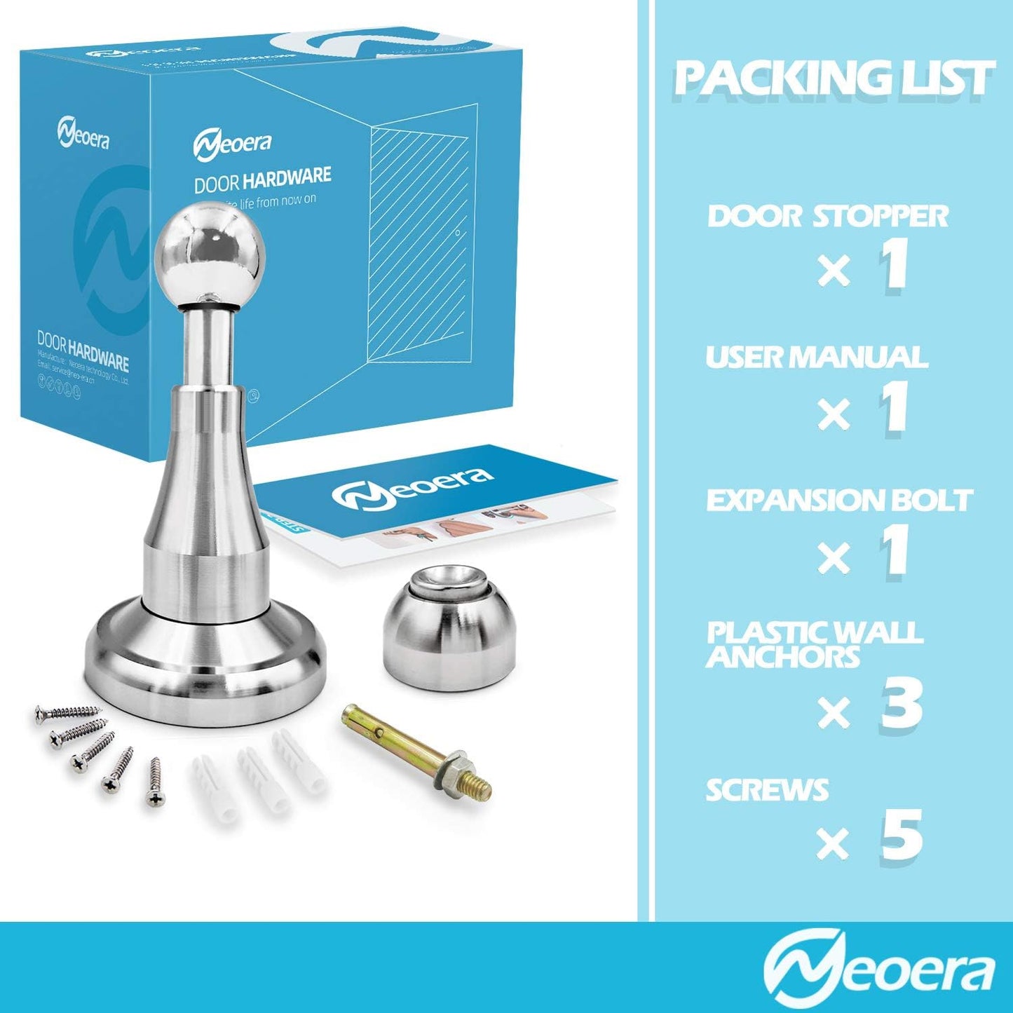 Neoera Magnetic Door Stopper, Updated Hydraulic Shock Absorbent Technology, Soft-Catch Magnetic Hold, Premium 304 Stainless Steel, Anti-Rust, Heavy Duty for Various Door Types, Wall Mount 6Pack