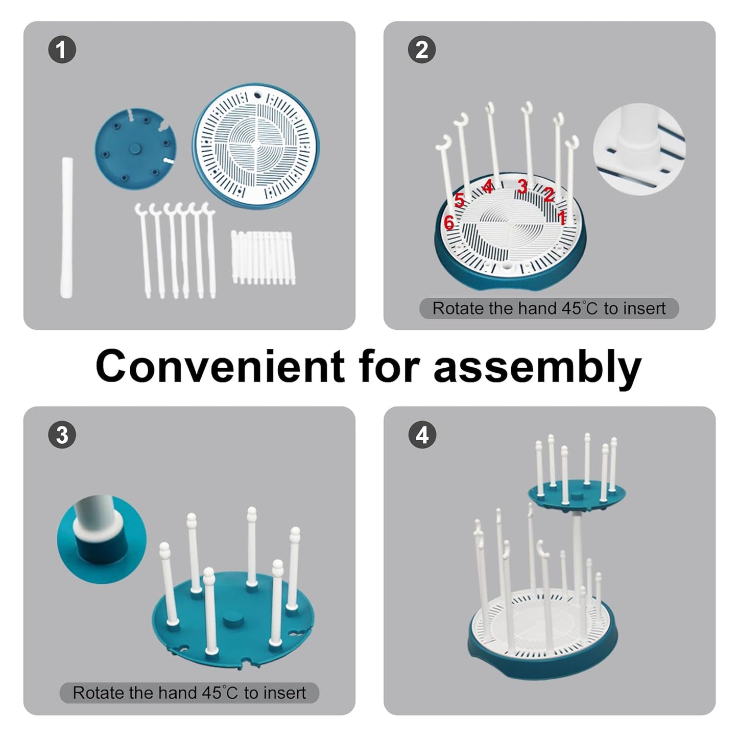 Baby Bottle Drying Rack,Double-Layer Bottle Drying Rack,Hold Up to 16 Baby Bottles,Suitable for Indoor, Kitchen, Living Room(Quiet Blue)