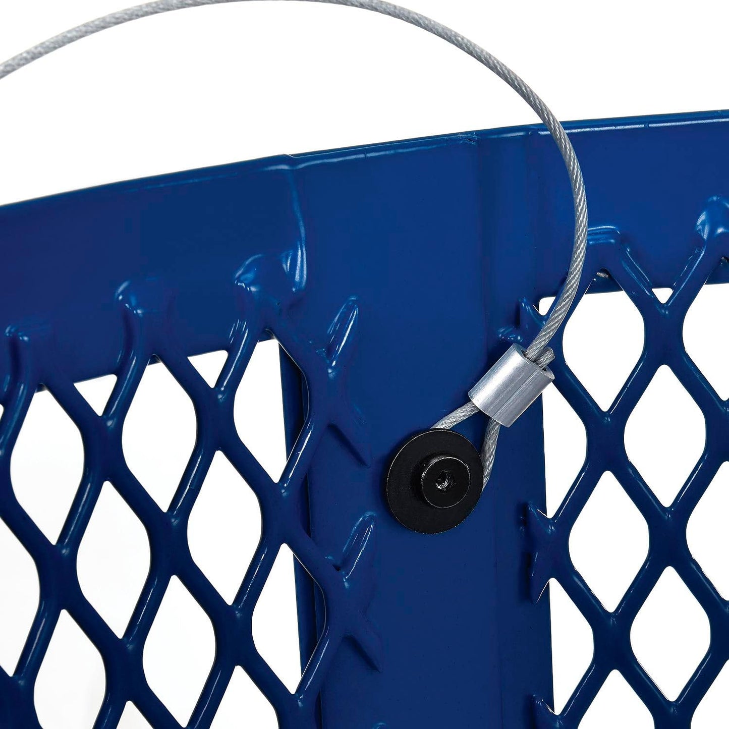 Global Industrial 36 Gallon Outdoor Steel Trash Can with Dome Lid, Plastic Liner and Anchor Kit Included, 23-1/2" Diameter x 40" H, Powder Coat Finish, Unassembled, Blue