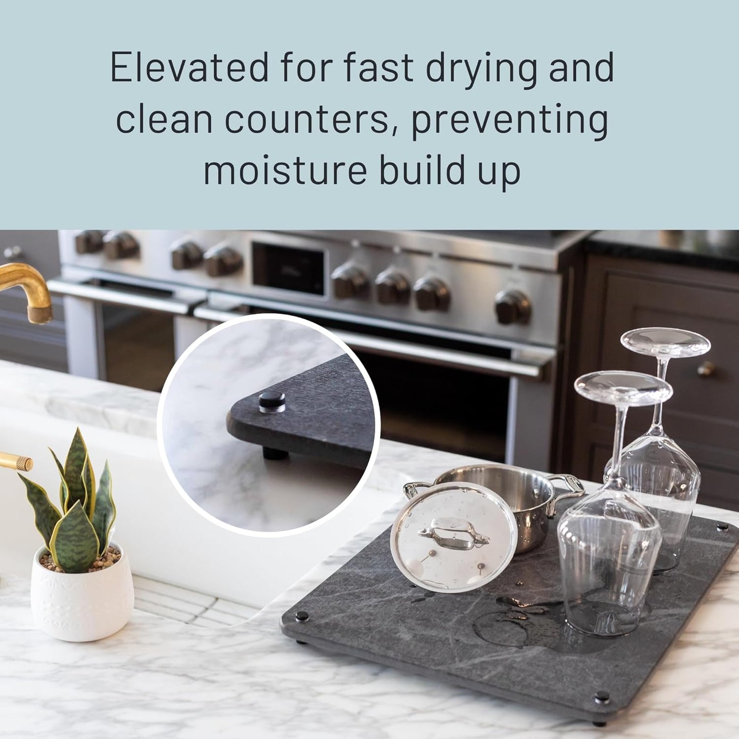 LARGE Siren Stone Natural Dish Drying Mat for Kitchen Counter - Premium Diatomaceous Earth Mat | Quick Drying, Super Absorbent | Non-Toxic, BPA-Free, Eco-Friendly | Female-Founded USA Brand (18"x14")