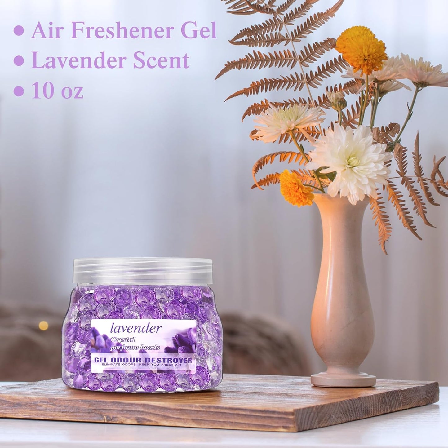 9 Pack Odor Eliminator Gel Beads Bulk 10 Ounces Air Freshener Gel Beads Odor Eliminator for Home, Bathrooms, Cars, Boats and Pet Areas(Lavender)