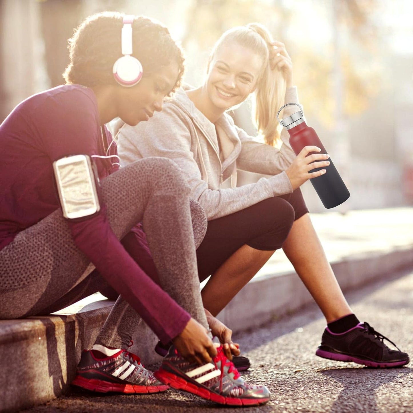 Neihepal 20 oz Insulated Water Bottles Bulk 4 Pack,Stainless Steel Double Wall Sport Bottle with Lid of Handle,Metal Reusable Thermoses Flask for School,Cyclists,Hikers,Gift (Assorted,Set of 4)