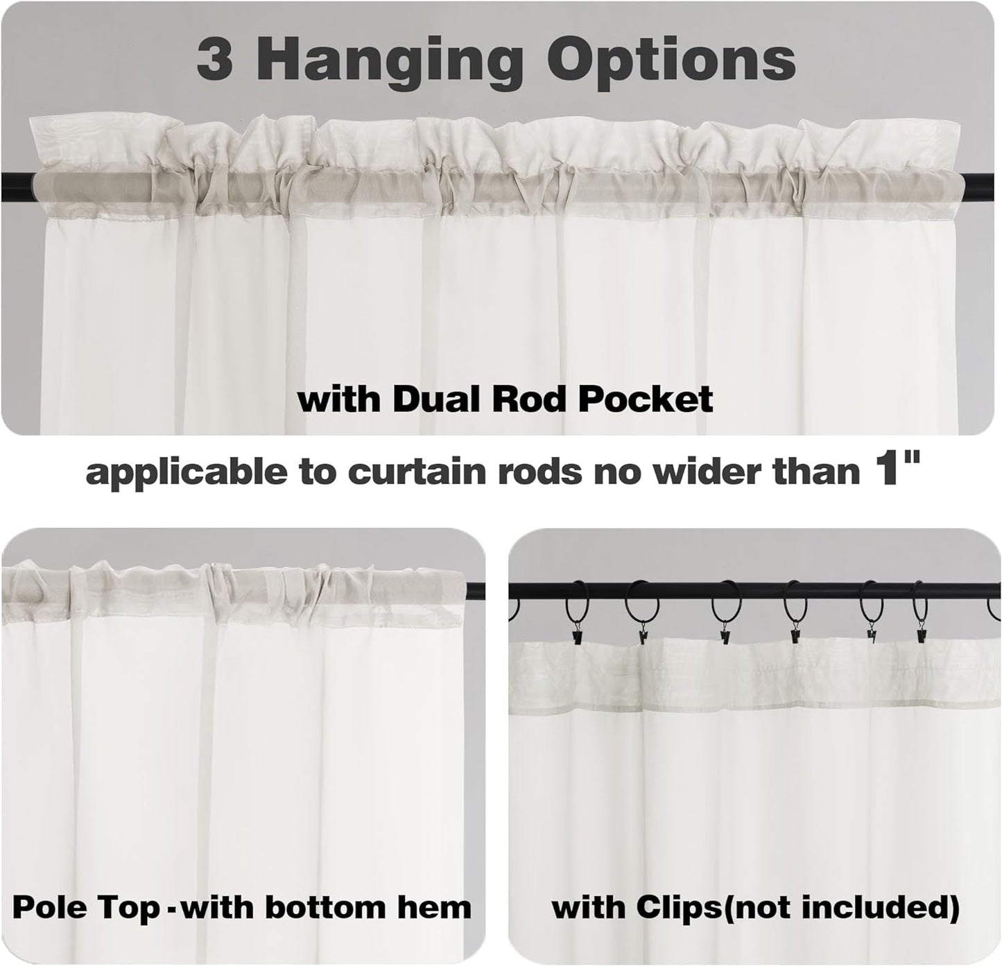 Chyhomenyc Ivory Sheer Curtains 84 Inches Long 2 Panels Set, Light Filtering Cream Voile Window Drapes for Bedroom Living Room, 42Wx84L Inch, Ivory, Set of 2