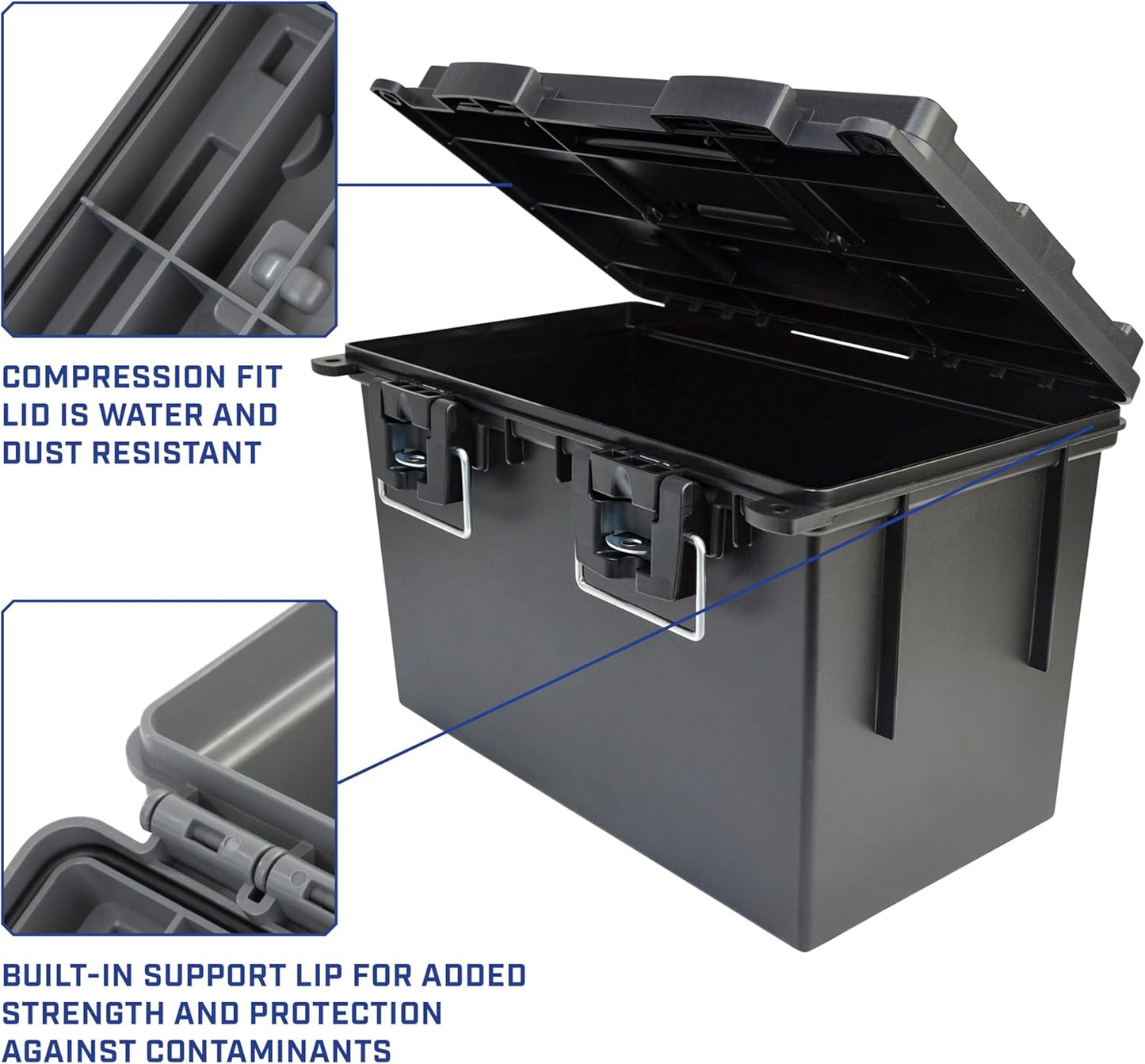 Sheffield 12773 XL Storage Bins With Lids, 2-Pack Stackable Storage Bins, Made in USA, Lockable and Water-Resistant Containers with Lids, Plastic Containers for Home, Classroom, and Dorm