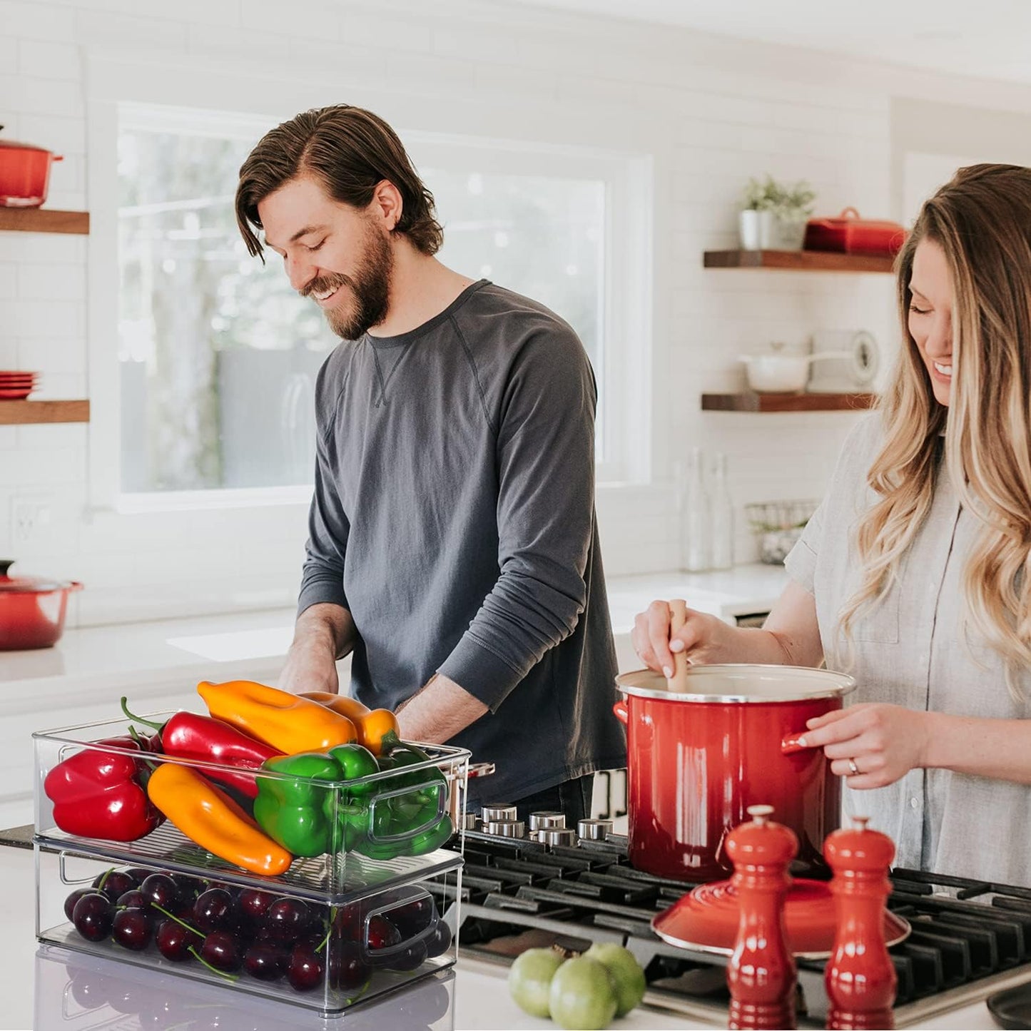 Set of 8 Clear Fridge Organizer Bins, Stackable Refrigerator Organizers and Storage for Fridge, Freezer, Pantry, BPA Free