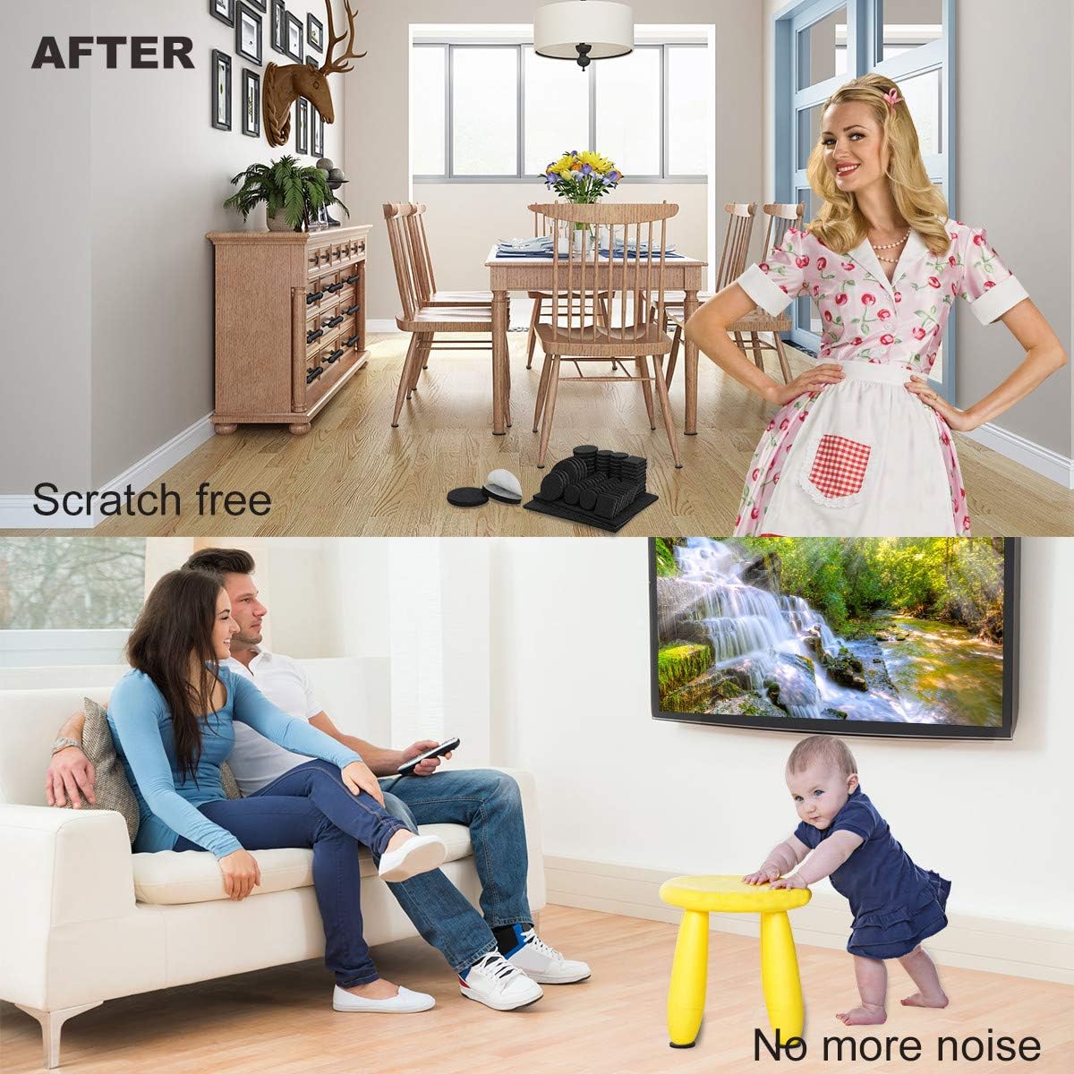 Felt Furniture Pads 136 Pieces, Felt Pads for Furniture Black 5mm Thick, Floor Savers for Furniture Anti Scratch, Best Floor Protectors with Case for Hardwood Floors