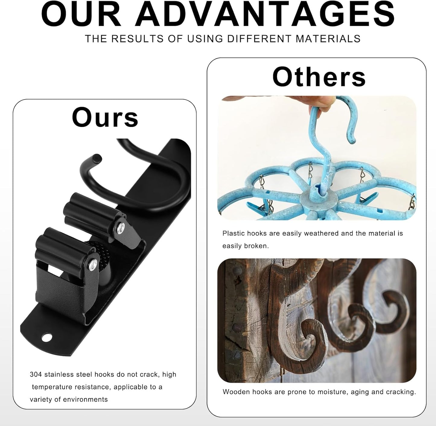 Mop Broom Holder Wall Mount, Black Stainless Steel Tool Storage Organizer for Kitchen Garden Garage Laundry Room Bathroom and RV with 4 Slots 6 Hooks