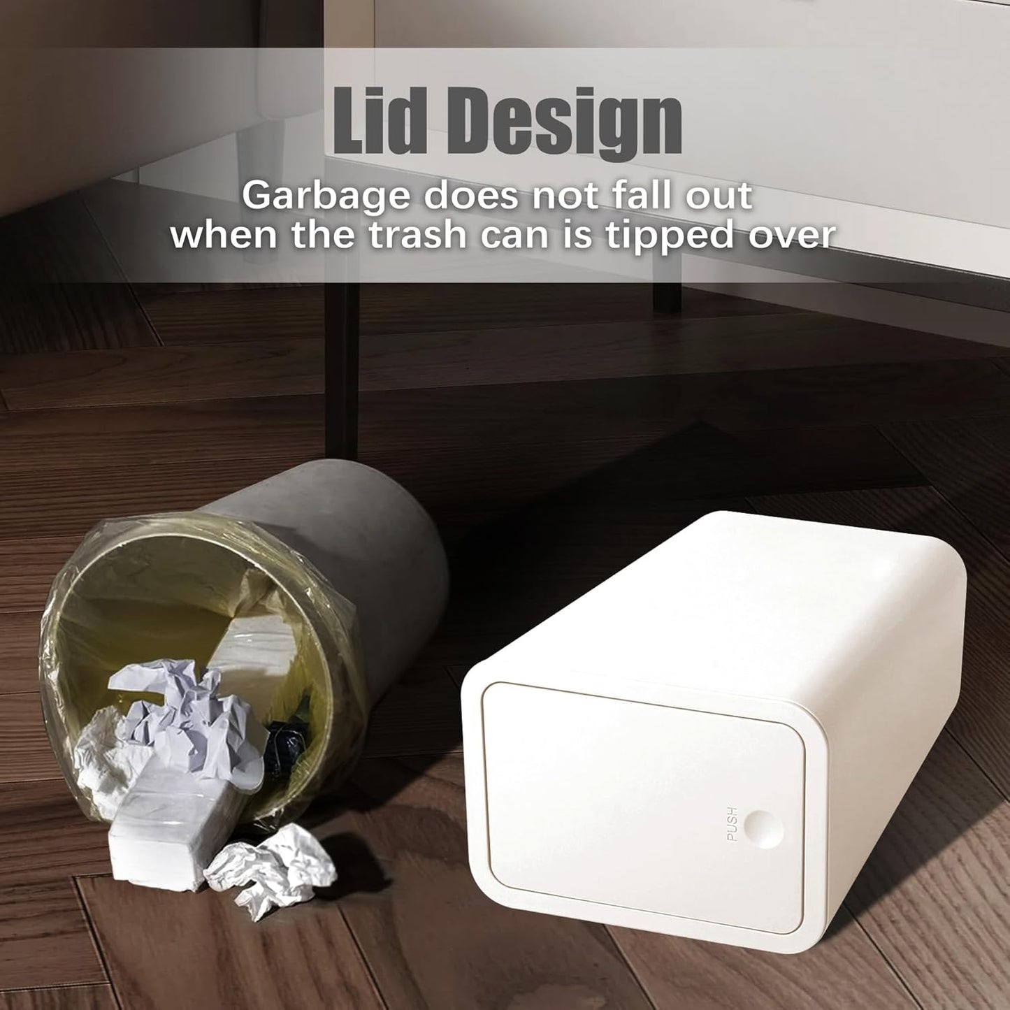 TIPGO Bathroom Trash Can with Lid, 10 Liter/ 2.6 Gallon Slim Garbage Can, Small Trash Bin Waste Basket with Pop-Up Lid for Kitchen, Bedroom, Living Room, Office (2 Pack, White)