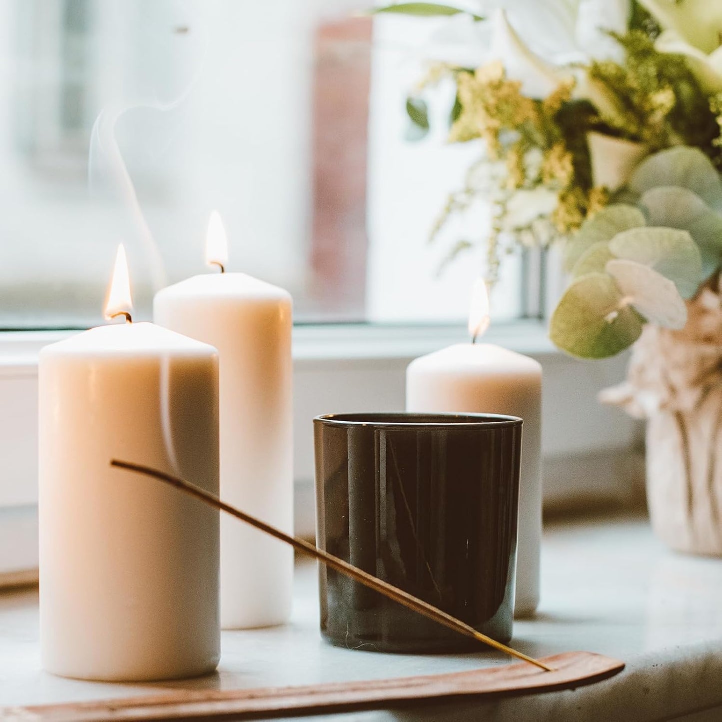 Thick Candle Jars for Making Candles 12 Pcs, 14 OZ Empty Jars with Wood Lids for Candle Making, Sample Container, Light Black