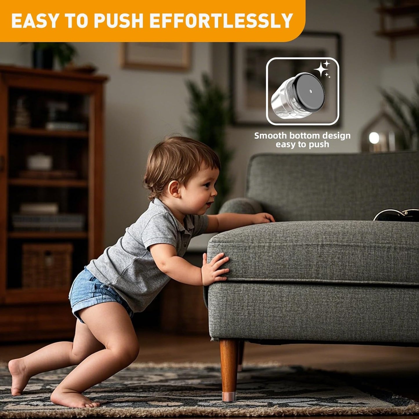 Furniture Sliders,24 PCS Chair Leg Sliders for Carpet, Furniture Movers Sliders, Carpet Chairs Furniture Glides, Floor Protectors, Carpet Moving Sliders Easily Move. (Clear,Fit:0.67-0.87")