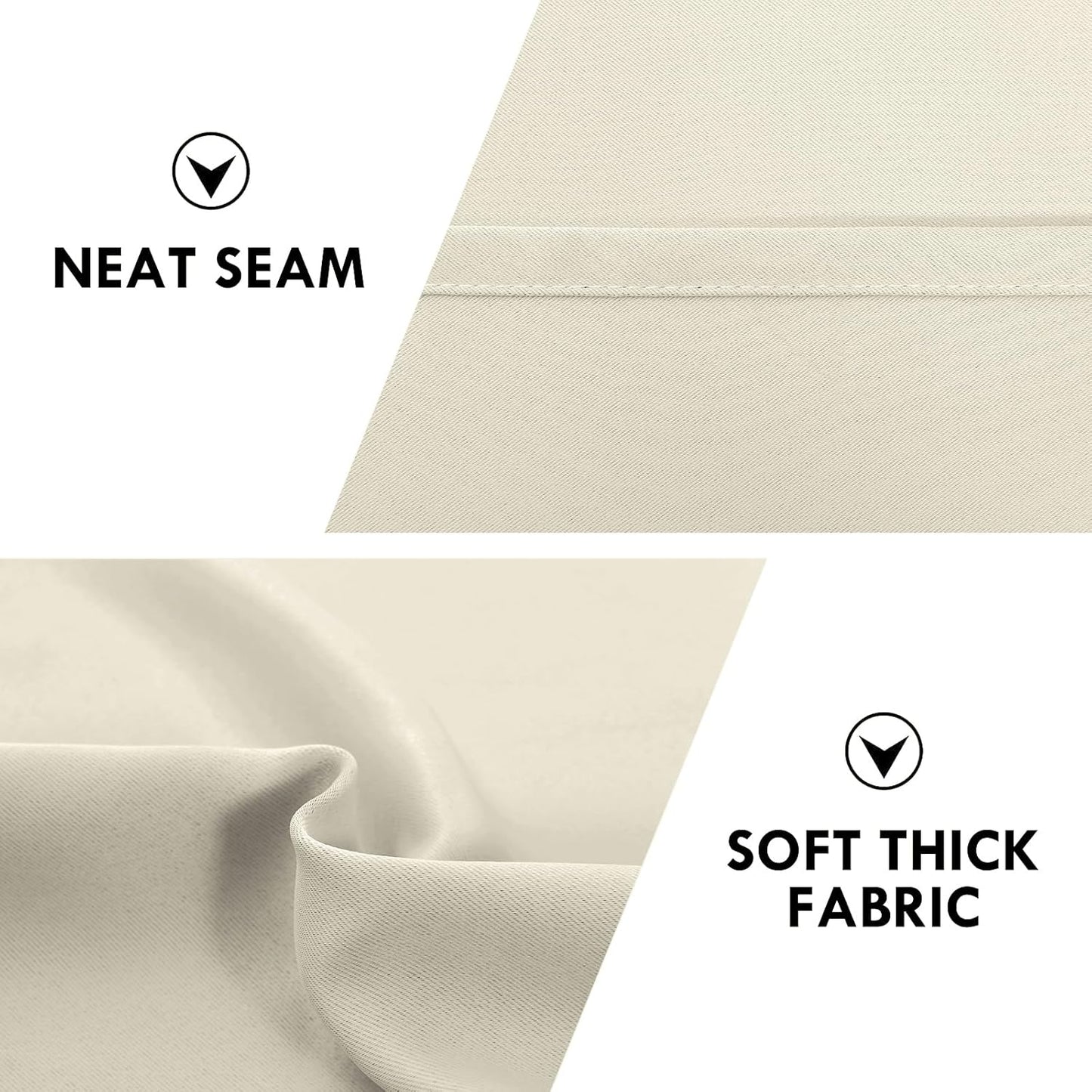 DWCN Blackout Curtains for Bedroom – Rod Pocket Thermal Insulated Noise Reducing Noise Reducing Drapes for Living Room, W 42 x L 45 Inch, 2 Panels, Light Beige