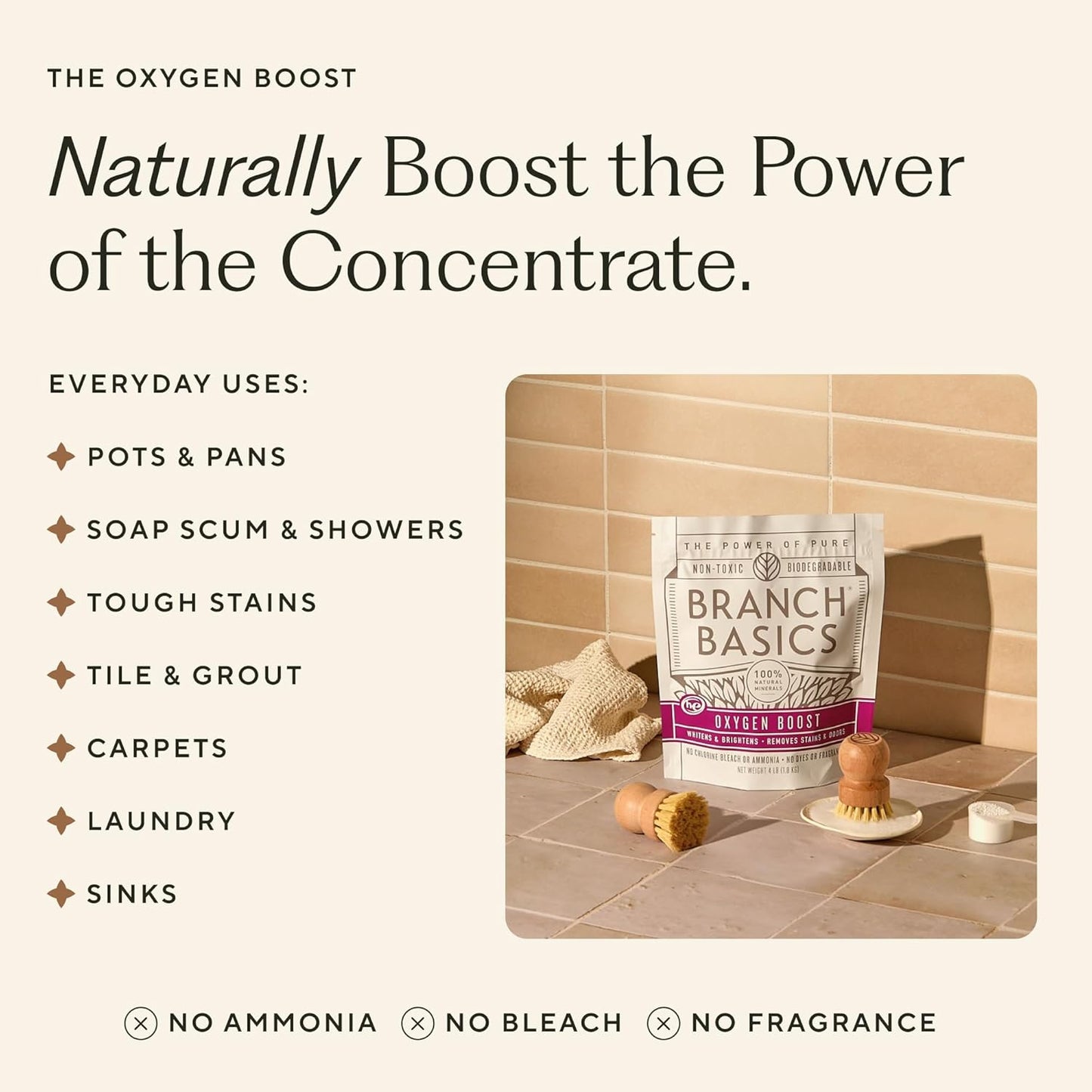 Branch Basics Concentrate + Oxygen Boost REFILL: Stain Remover and All Purpose Cleaner Duo | Bleach, Ammonia, Dye, and Fragrance Free (64 Loads, 33.8 oz Concentrate)