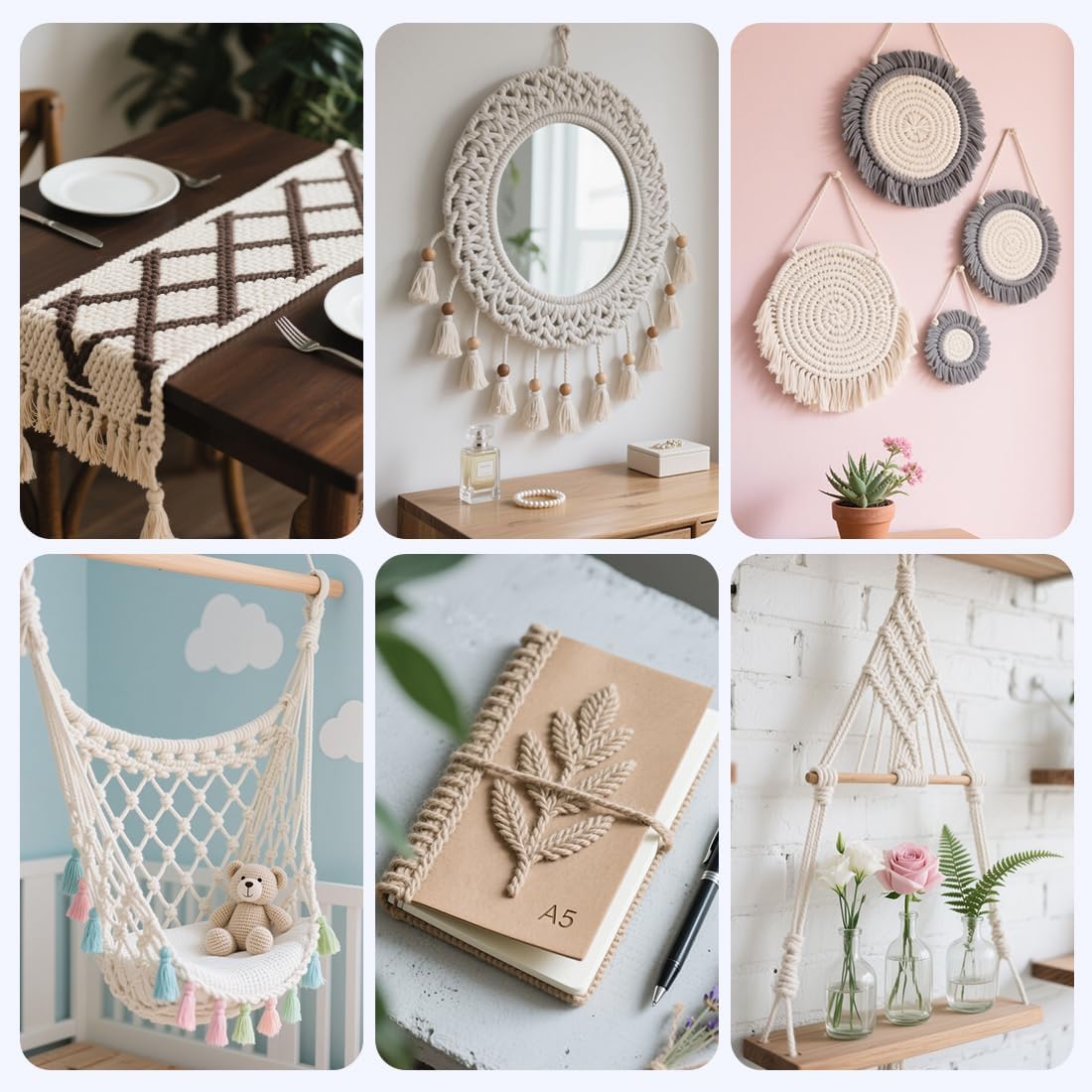 PerkHomy 500lb Cotton Rope 3/16" (5mm) 50 ft Multi Purpose Utility Diamond Braided Cord, Natural Cotton for Clothes Line Camping Crafting Flag Pole, Natural White