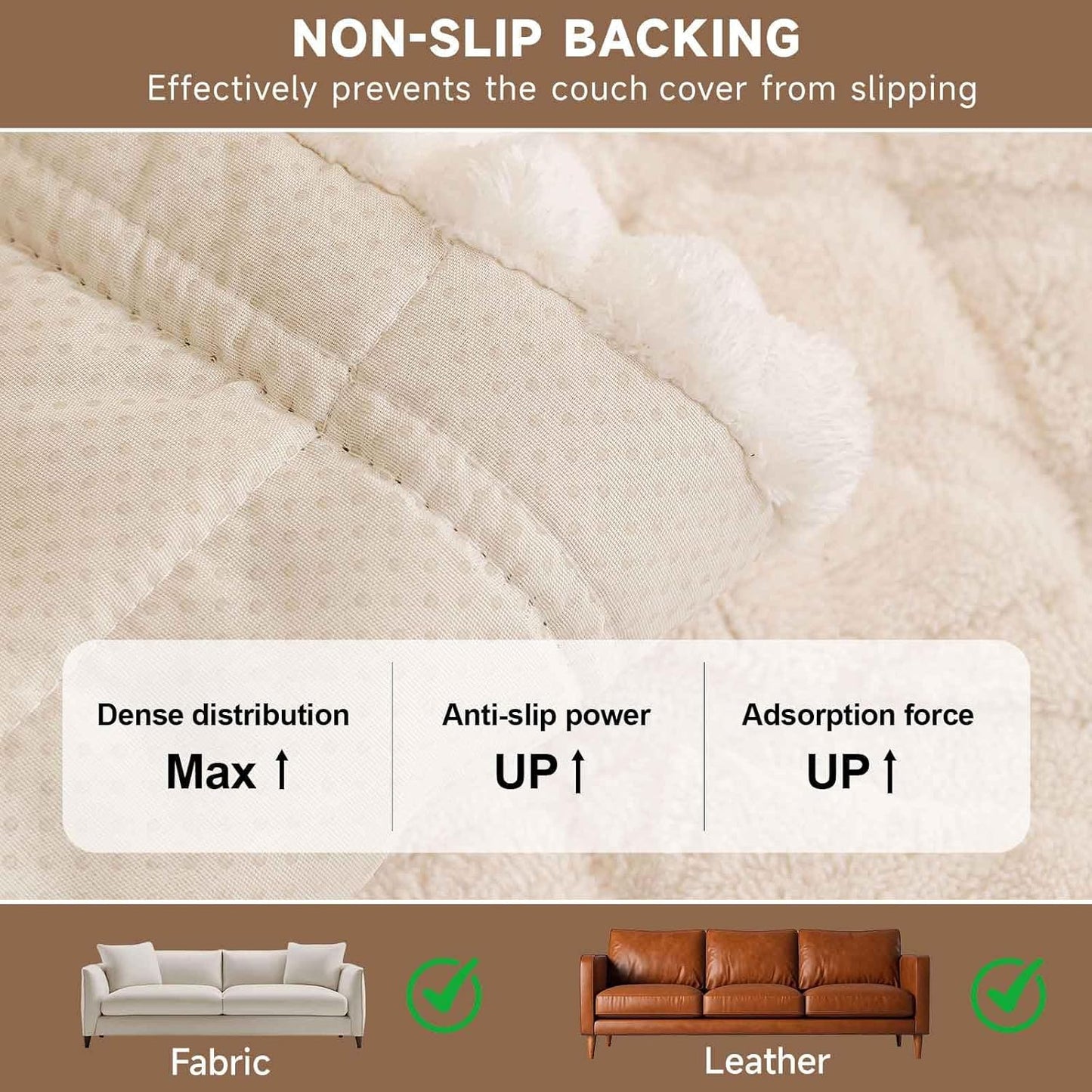 OTOB All Season Couch Cover for Dogs Washable, Non Slip Fuzzy Plush Pet Couch Covers Kids Pet Friendly, Geometric Jacquard Modern Soft Loveseat Sofa Slipcovers Protectors (Coffee, 27.6"x59.1")