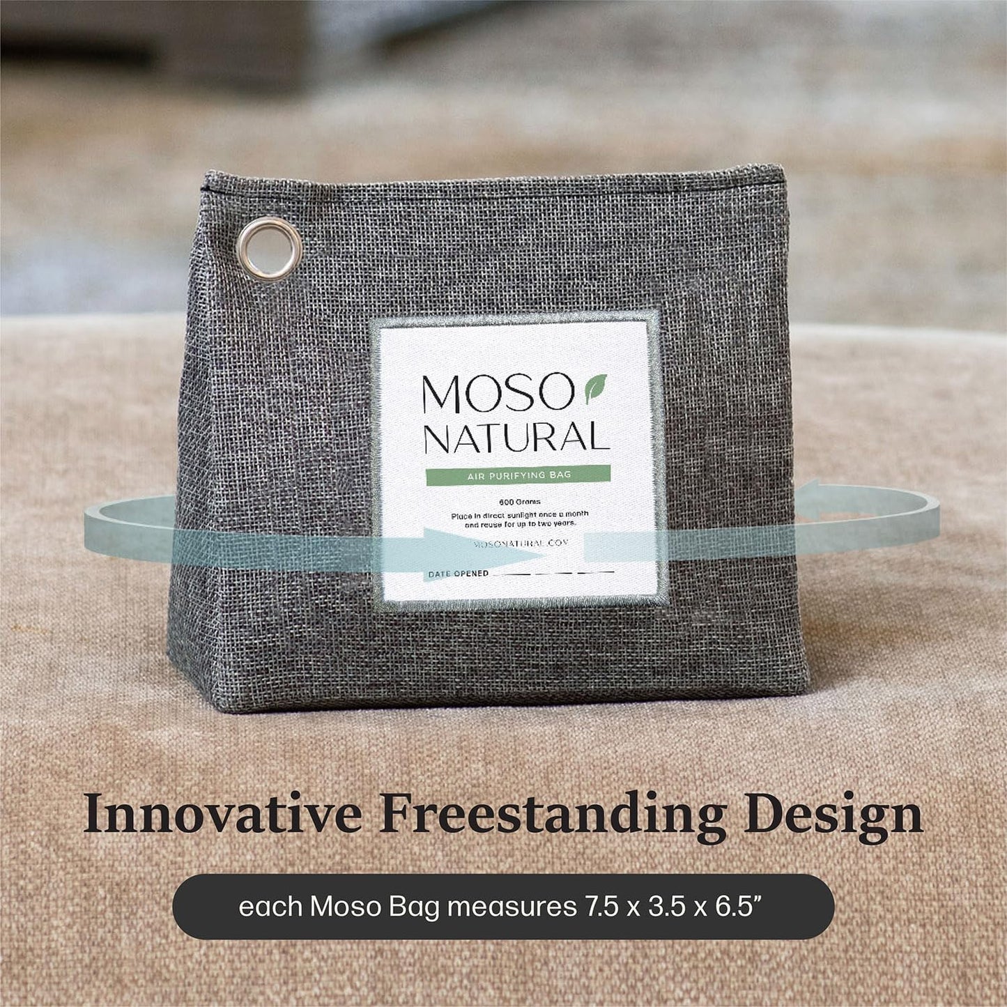 Moso Natural Air Purifying Bag 600g (3 Pack) Premium Bamboo Charcoal Odor Absorber | Pet Odor Eliminator for Home | Room Deodorizer for Large Spaces, Bedroom, Kitchen, Basement | Charcoal Bags