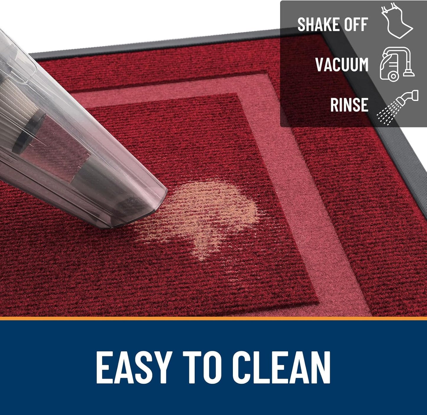 OLANLY Front Door Mat Indoor Outdoor Entrance, Waterproof All-Season, All-Weather Doormat, Sturdy Natural Rubber, Fade Resistant, Low Profile, Easy Clean Patio Porch Entryway Mat, 47x17, Wine Red