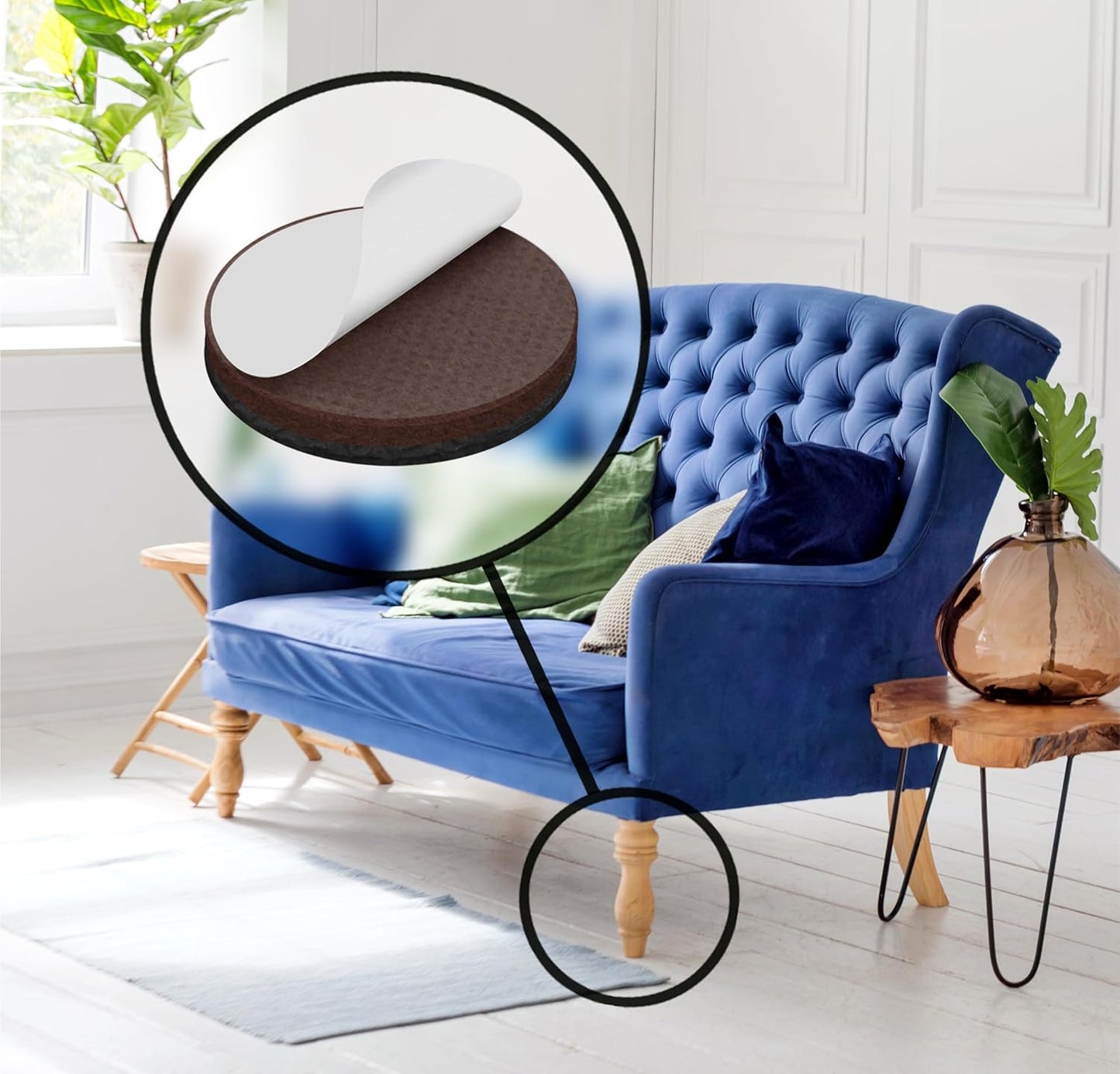 Slipstick GorillaPads CB149 Non-Slip Furniture Pads/Rubber Grippers (Set of 8) Self-Adhesive Furniture Feet Floor Protectors, 1-1/2 inch Round, Black