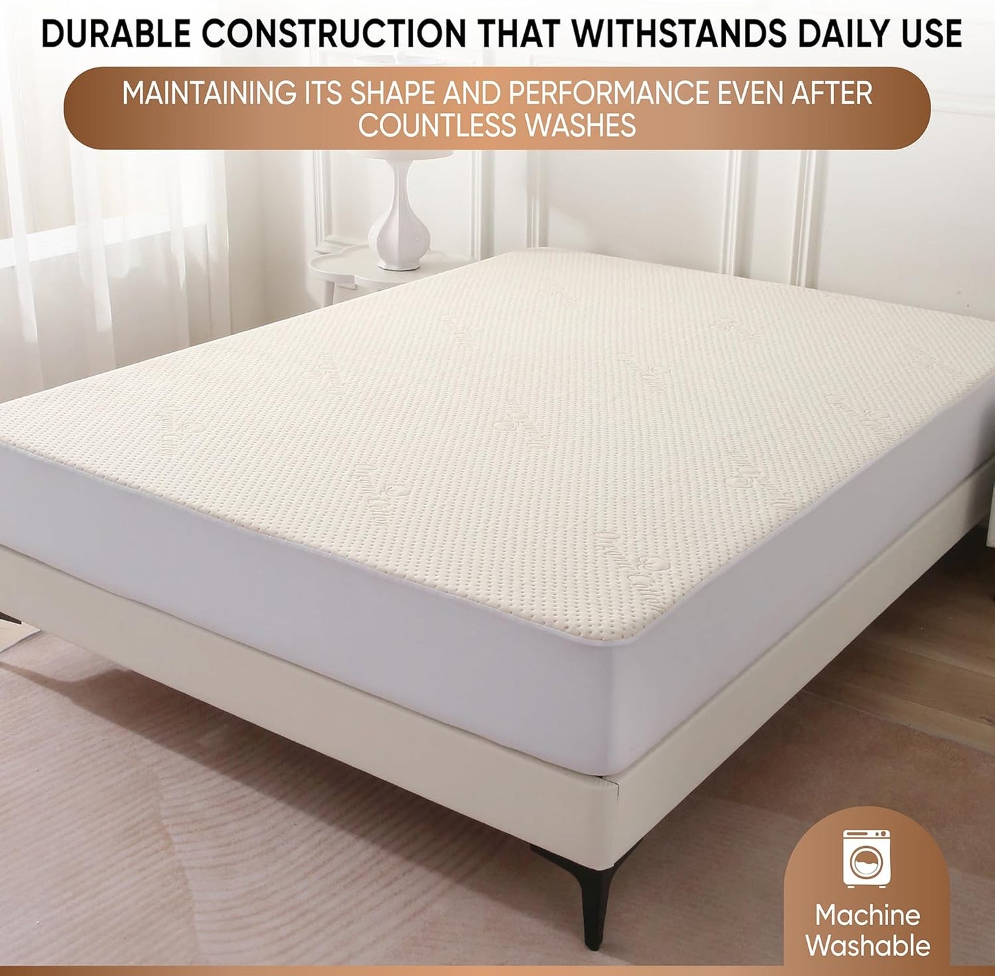 Luxury Waterproof Organic Mattress Protector Queen - Organic Cotton Breathable Mattress Pad Cover - New 380 GSM Comfort - Deep Pocket - Jersey Cotton Skirt - Fitted Comfort