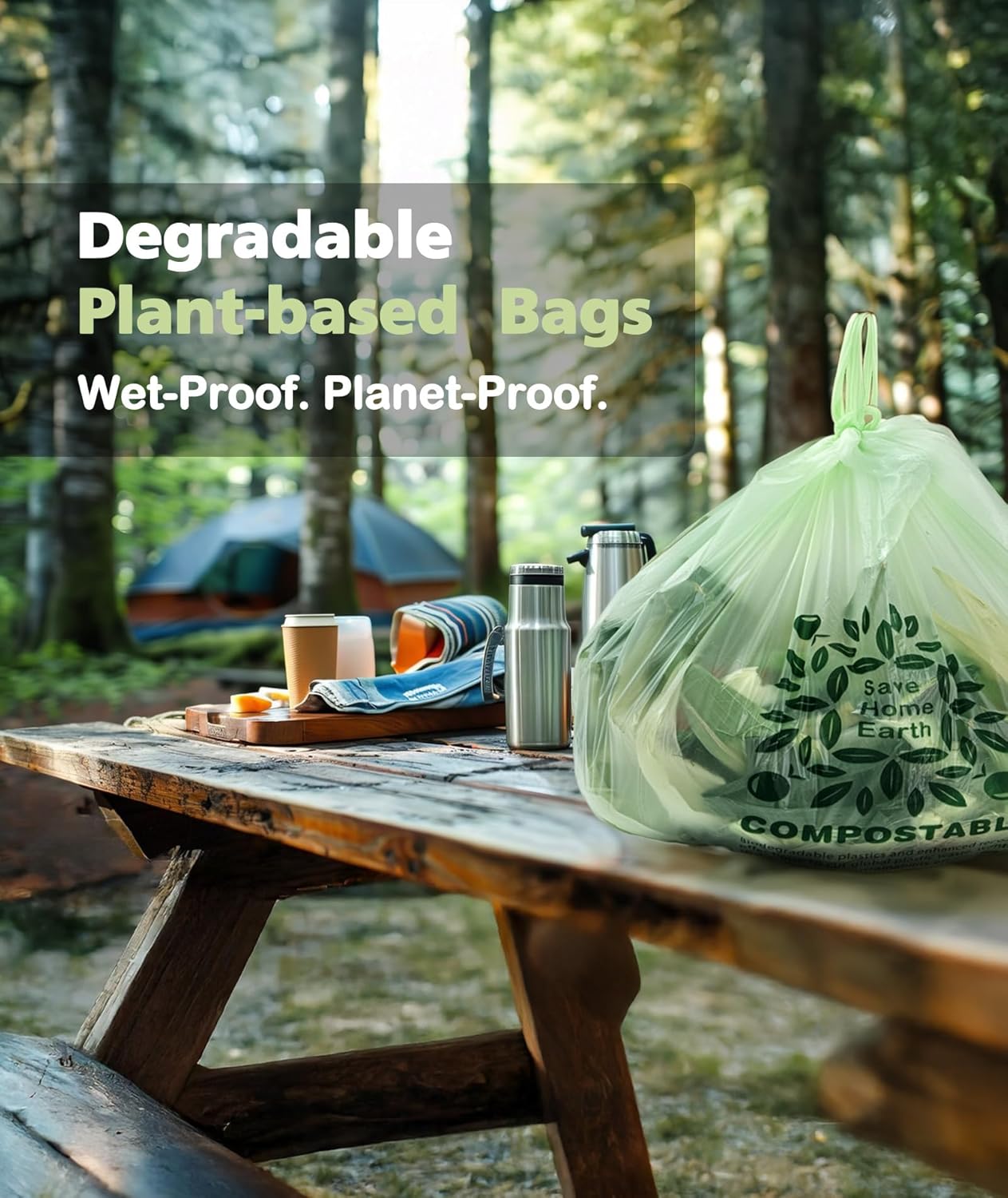 Compostable Trash Bags 8 Gallon with Handle, 30 Liter, 40 Count, AYOTEE Composting Garbage Bags 8 Gallon for Kitchen Food Scrap, Waste Basket Bag,Unscented Medium Trash Can Liners for Office