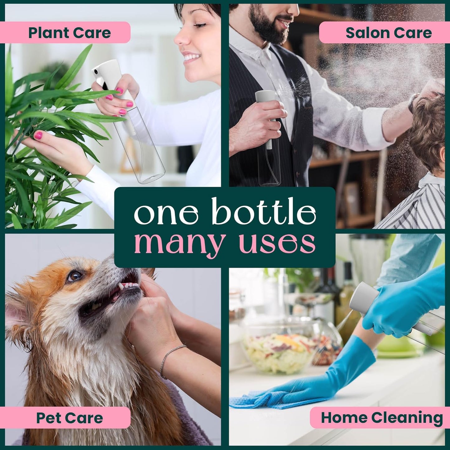 BeautifyBeauties Hair Spray Bottle – Ultra Fine Continuous Water Mister for Hairstyling, Cleaning, Plants, Misting & Skin Care (Clear)