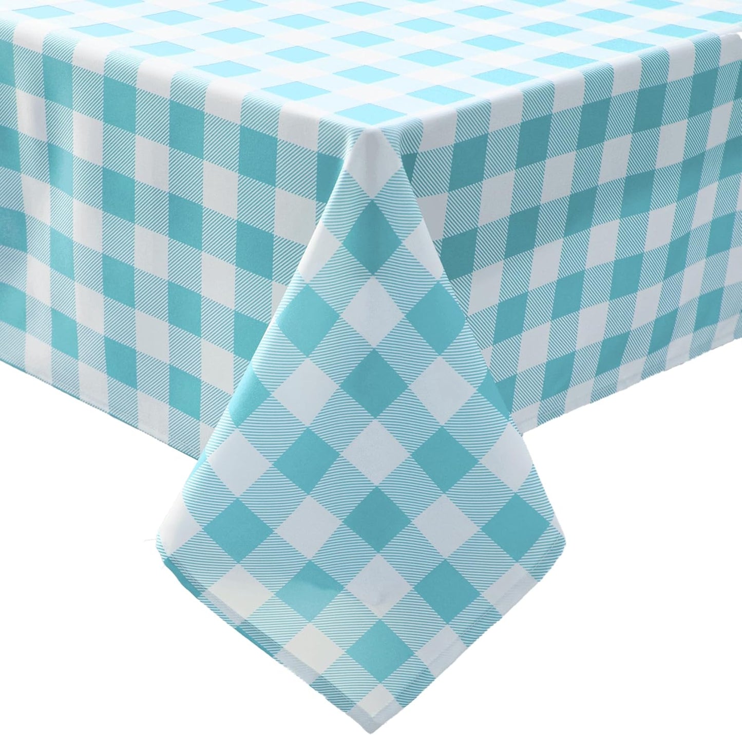 Classic Gingham Plaid Tablecloth Fabric - Rectangular 58x102 Inch Water Resistant Checked Table Cloth for Indoor/Outdoor Use - Table Cover for Kitchen, Picnics, Gardens, and Parties