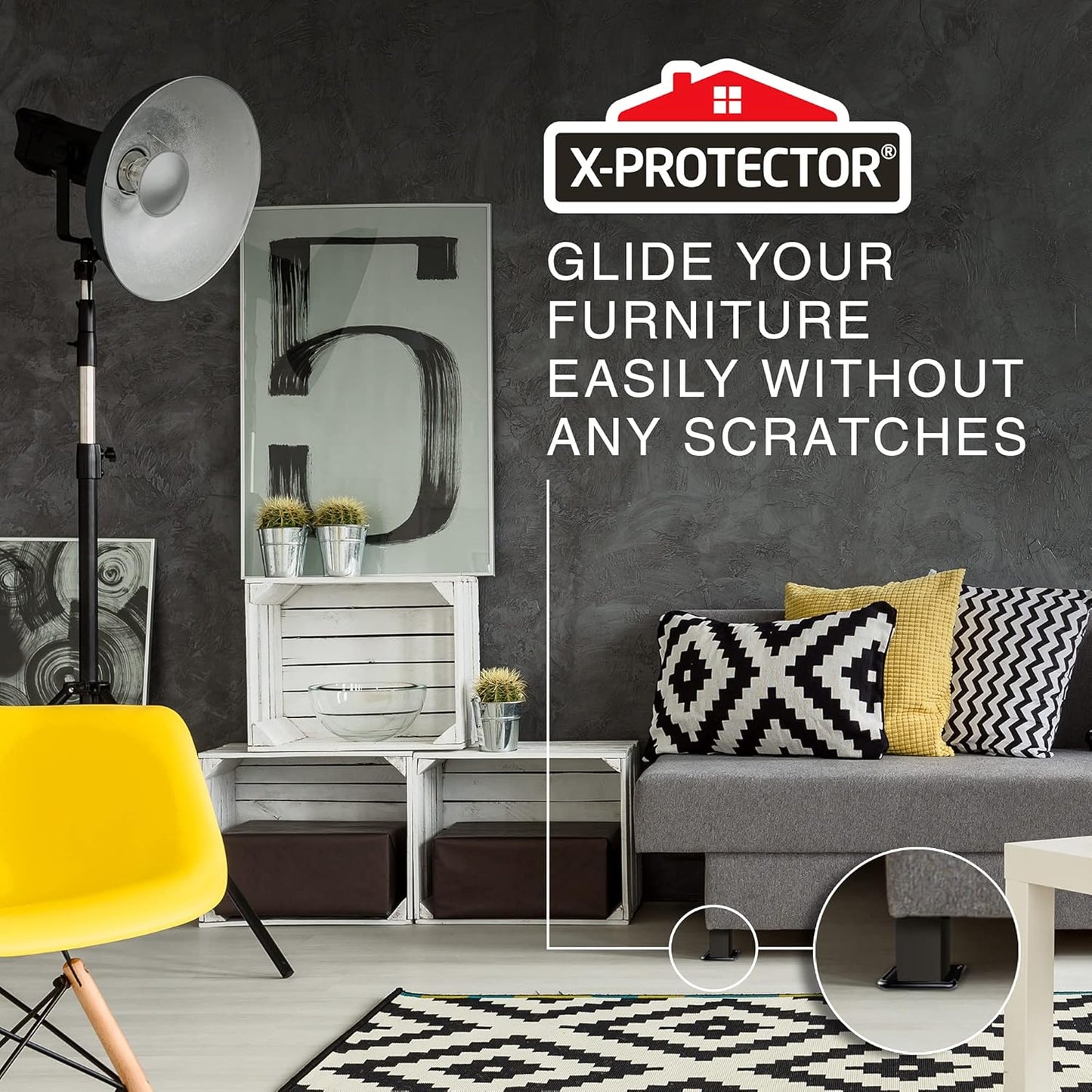 Furniture Sliders for Hardwood Floors X-Protector 12 PCS - 2” Furniture Floor Protectors – Premium Furniture Casters – Carpeted Pads – Moving Furniture Pads Sliders!