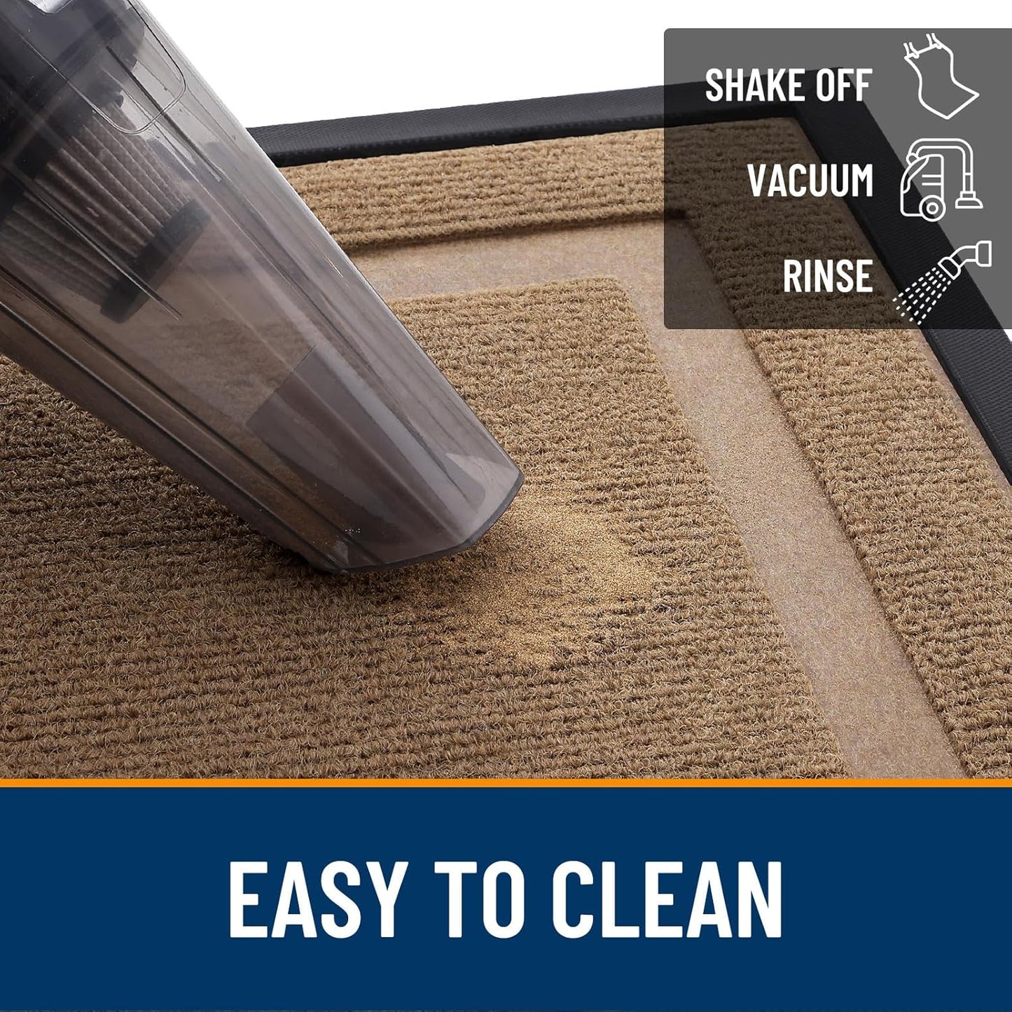 OLANLY Front Door Mat Indoor Outdoor Entrance, Waterproof All-Season, All-Weather Doormat, Sturdy Natural Rubber, Fade Resistant, Low Profile, Easy Clean Patio Porch Entryway Mat, 71x23, Light Borwn