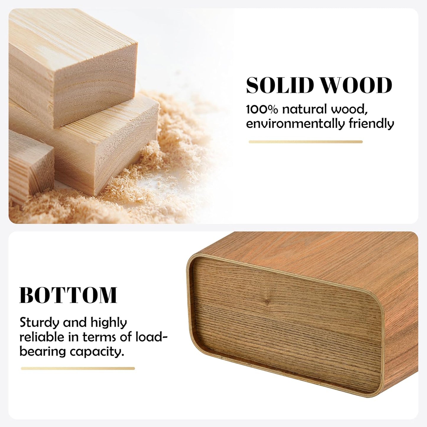 ELONG HOME 2.5 Gallon Wood Trash Can, Stylish Design Natural Wooden Wastebasket, Lightweight & Sturdy for Home/Office/Kitchen