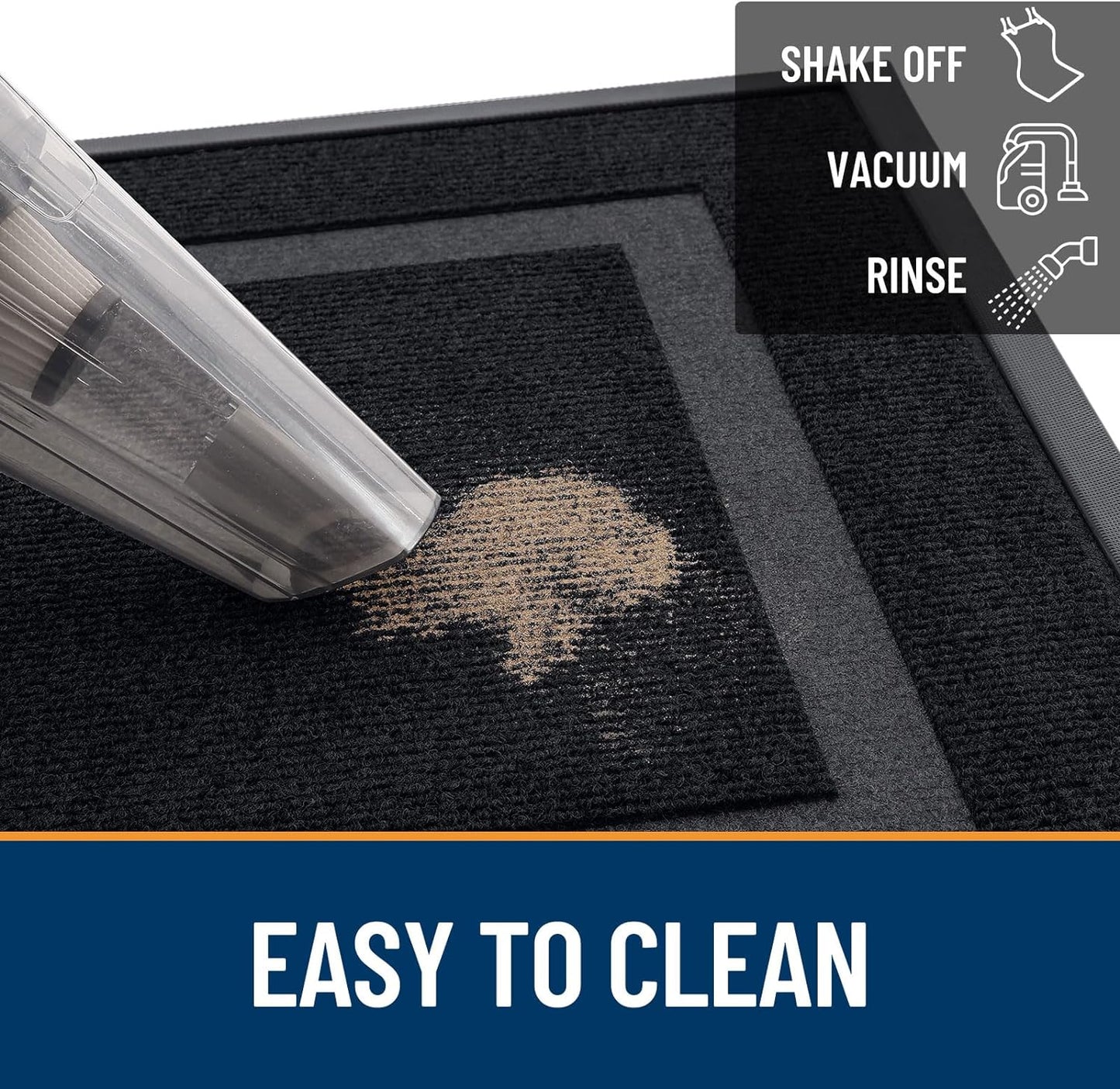 OLANLY Front Door Mat Indoor Outdoor Entrance, Waterproof All-Season, All-Weather Doormat, Sturdy Natural Rubber, Fade Resistant, Low Profile, Easy Clean Patio Porch Entryway Mat, 59x35, Black