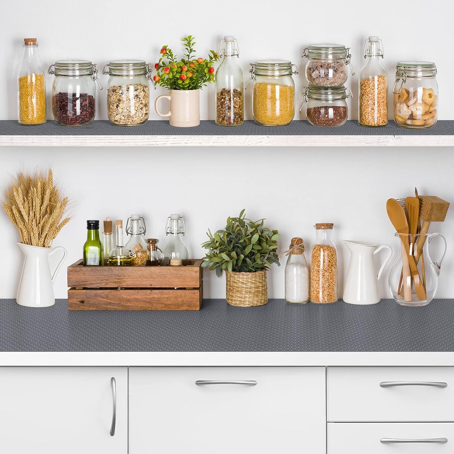 Shelf Liners for Kitchen Cabinets Non-Slip Drawer Liner Non Adhesive Cupboard Mat EVA Material Refrigerator Mats Fridge Liner Washable for Shoerack, Storage and Desks 23.6 x 78.7 Inches