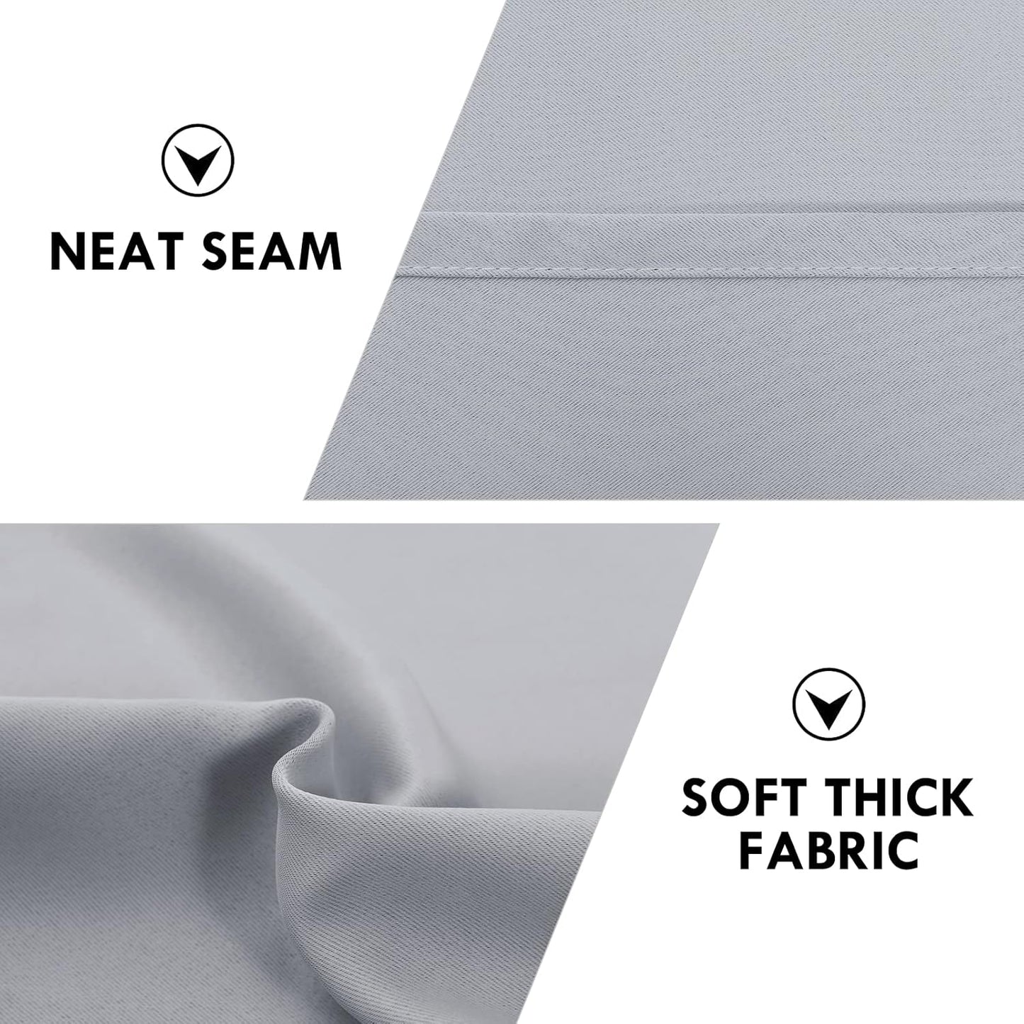 DWCN Blackout Curtains Room Darkening Thermal Insulated Bedroom Curtains Window Curtain Panels, 38 x 63 inches Long, Set of 2 Silver Grey Rod Pocket Drapes