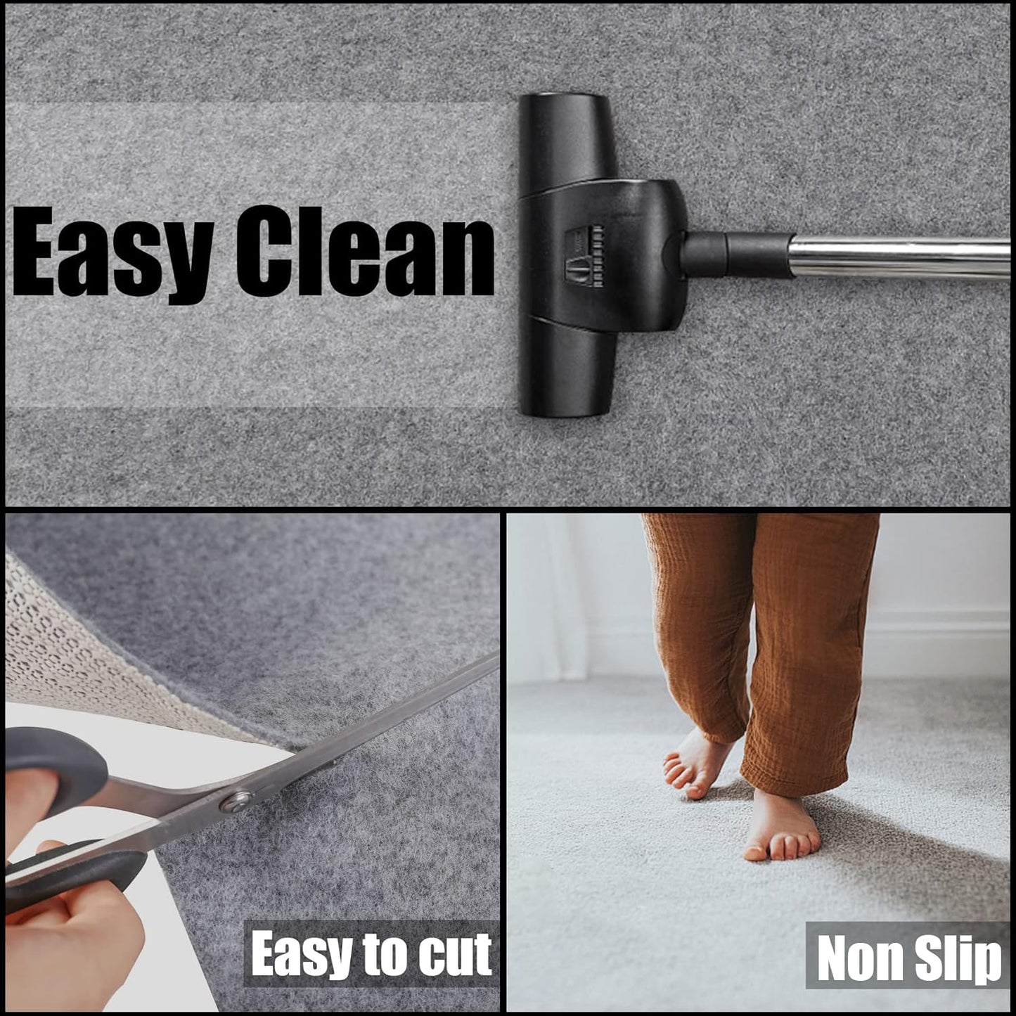 Non Slip Rug Pad Grippers - 2x4, 1/4" Thick, Felt + Rubber Double Layers Area Carpet Mat Tap, Provides Protection and Cushioning for Hardwood or Tile Floors