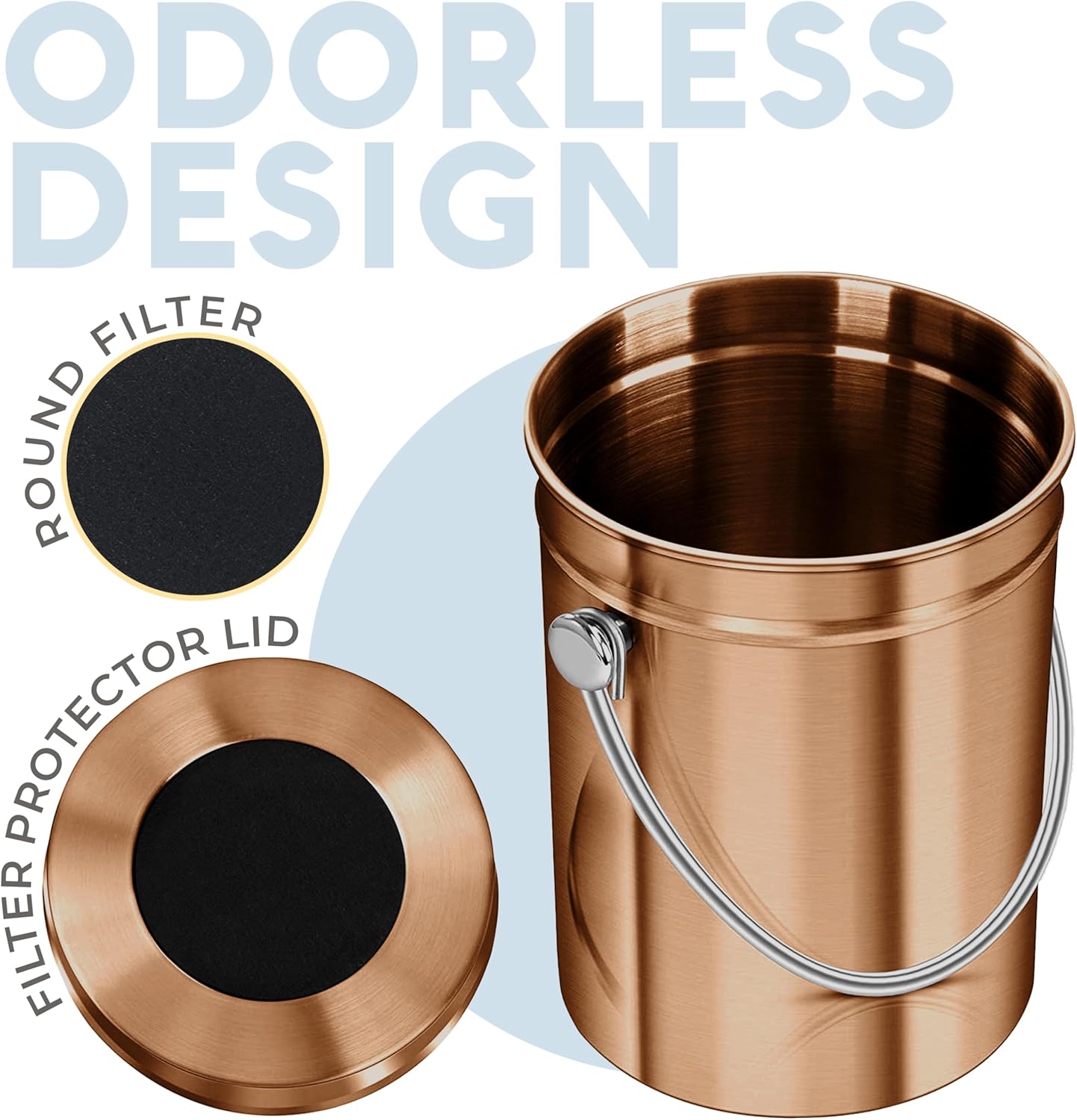 EPICA Countertop Compost Bin Kitchen | 1.3 Gallon | Odorless Composting Bin with Carbon Filters | Indoor Compost Bin with Lid | Stainless Steel Kitchen Composter for Food Scraps & Waste Recycling