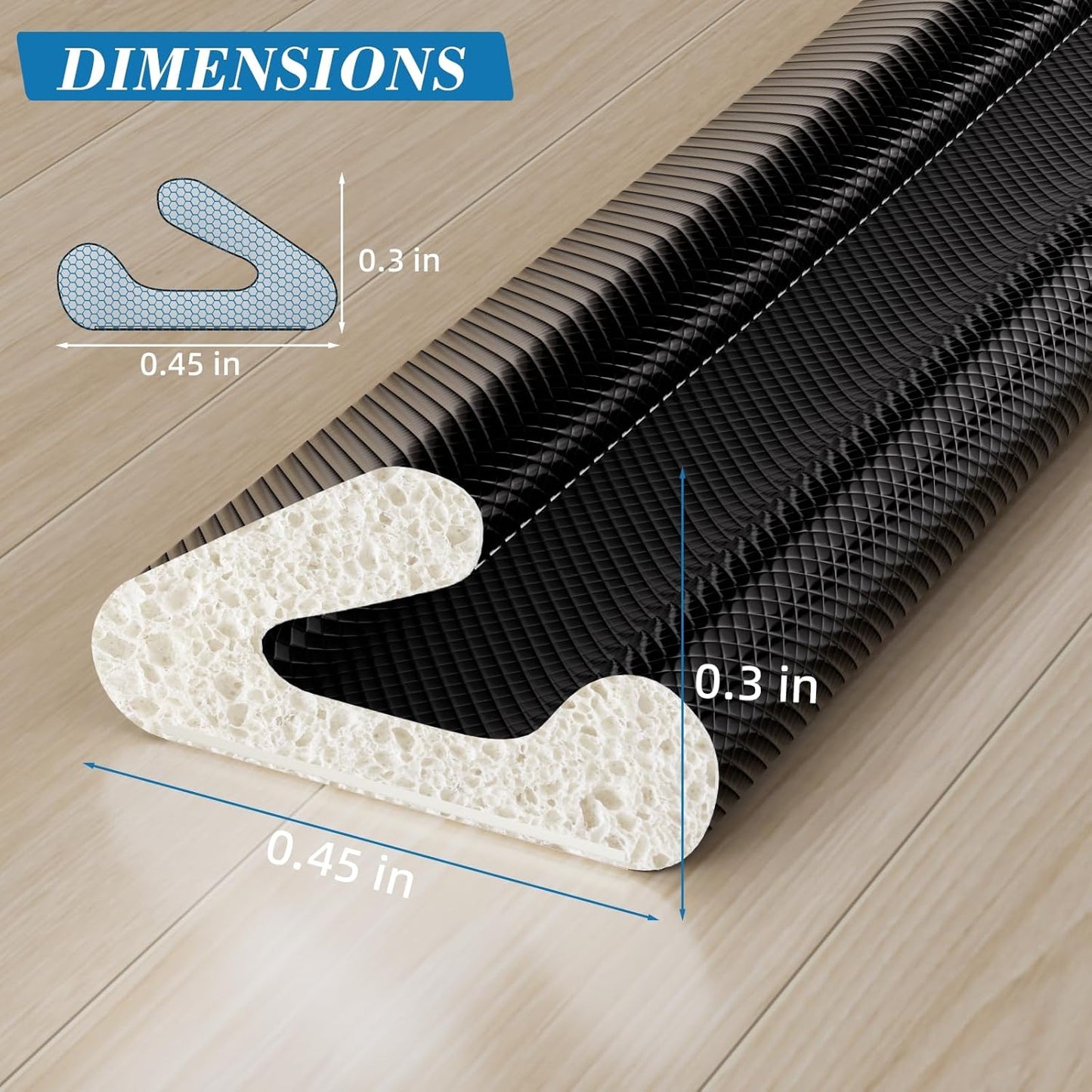 V-Shaped Weather Stripping Door Seal, 33FT Draft Stopper for Doors/Windows, Gaps, Dustproof, Soundproof & Thermal Insulating, Noise-Reducing, Light-Blocking Door Gap Filler