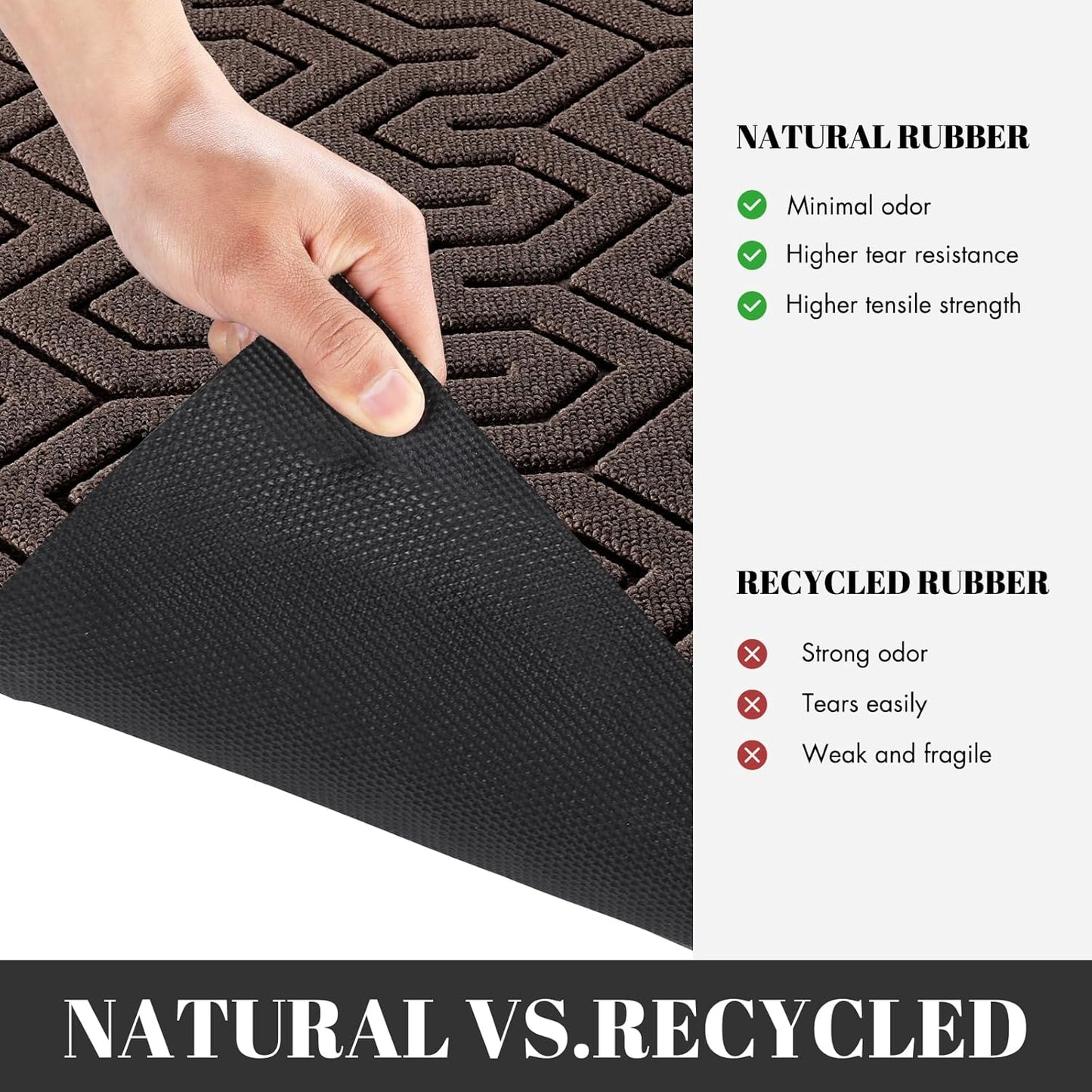 Yimobra Large Door Mat Outside Entrance 47x24, Waterproof Heavy Duty Outdoor Mats for Front Door, Non Slip Rubber Entry Mat for Garage Patio, Easy Clean, Brown