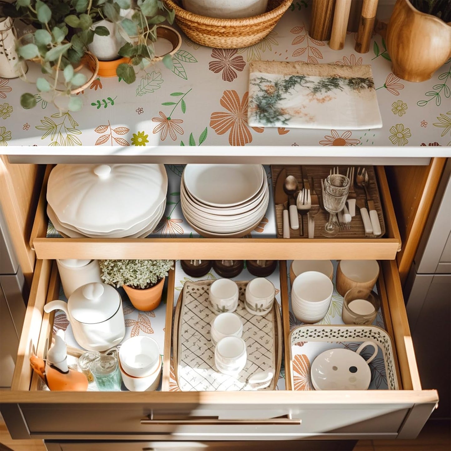 Grip Shelf Liner 20in by 72 in Cupboard Liner Shelving Paper for Cabinets and Drawers Pantry Shelf Liners for Kitchen Cabinets Non-Adhesive