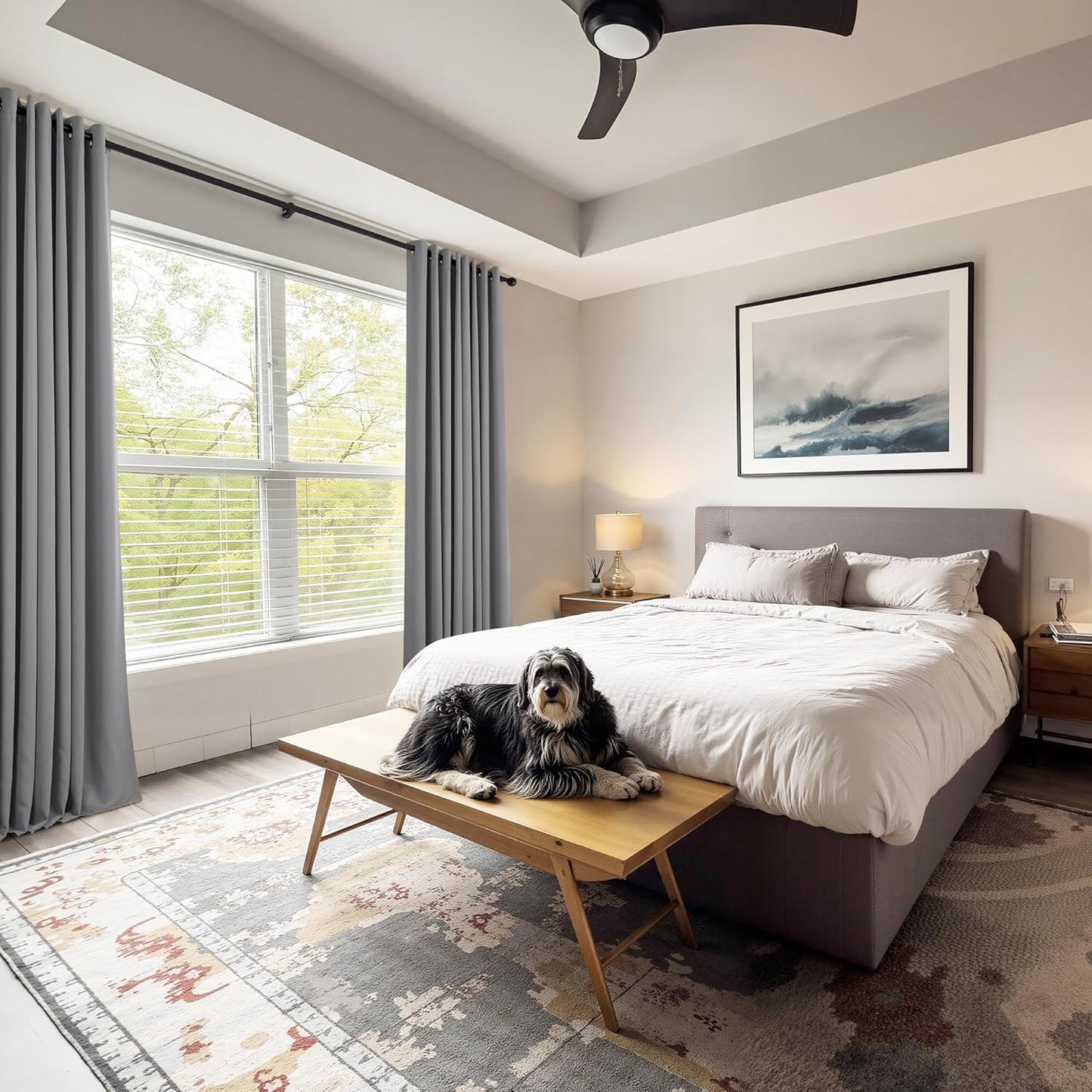 PONY DANCE Sliver Grey Blackout Curtains for Bedroom 84 Inch Length 2 Panels Set, Privacy Thermal Insulated Room Darkening Grommet Drapes for Living Room Window, W34 x L84 Inch