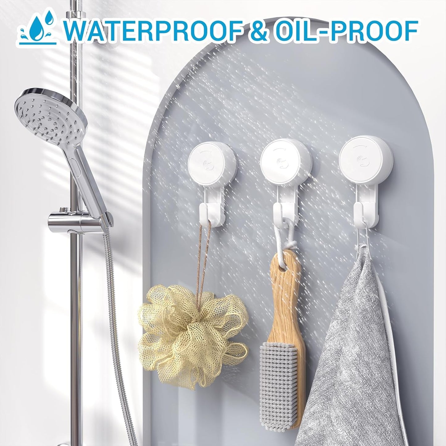 LUXEAR Suction Cup Hooks Reusable Suction Hooks for Shower Wall Vacuum Bathroom Suction Holder Removable Window Glass Door Suction Hanger for Bathroom Kitchen Heavy Duty Hook for Wreath (4 Pack)