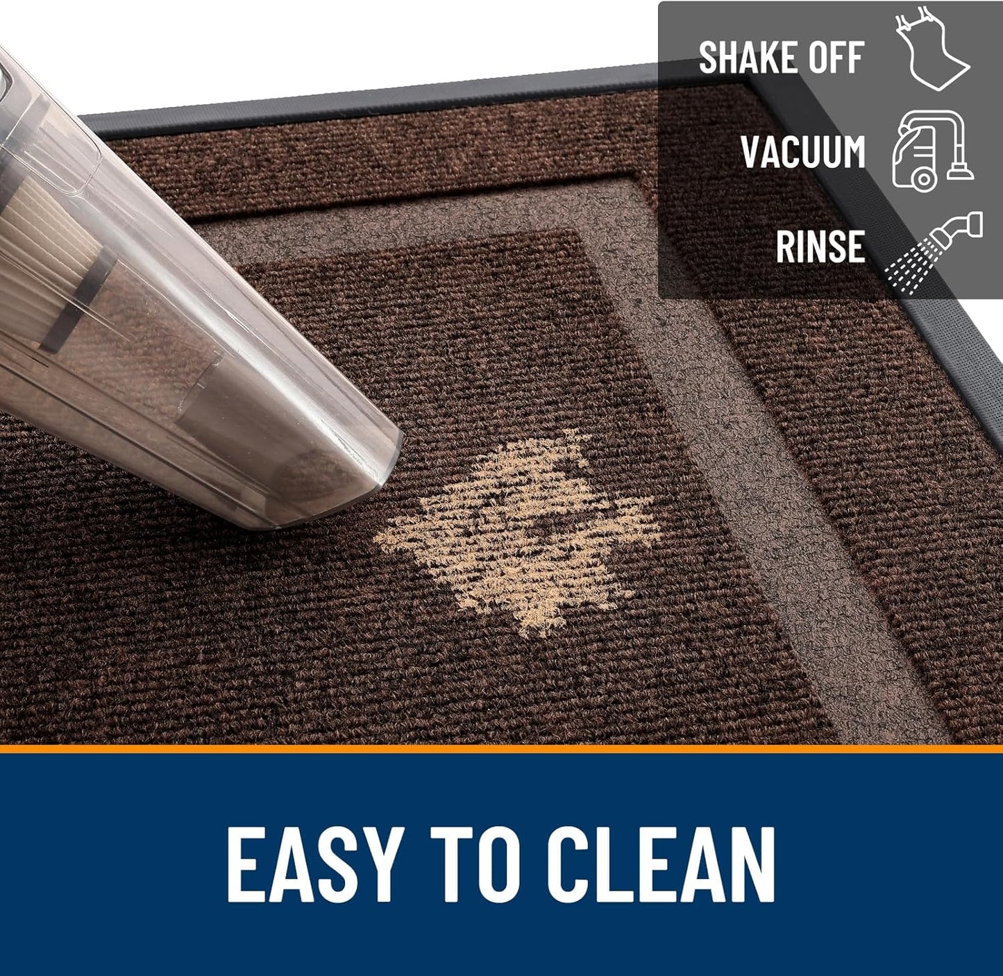 OLANLY Front Door Mat Indoor Outdoor Entrance, Waterproof All-Season, All-Weather Doormat, Sturdy Natural Rubber, Fade Resistant, Low Profile, Easy Clean Patio Porch Entryway Mat, 59x23, Dark Brown