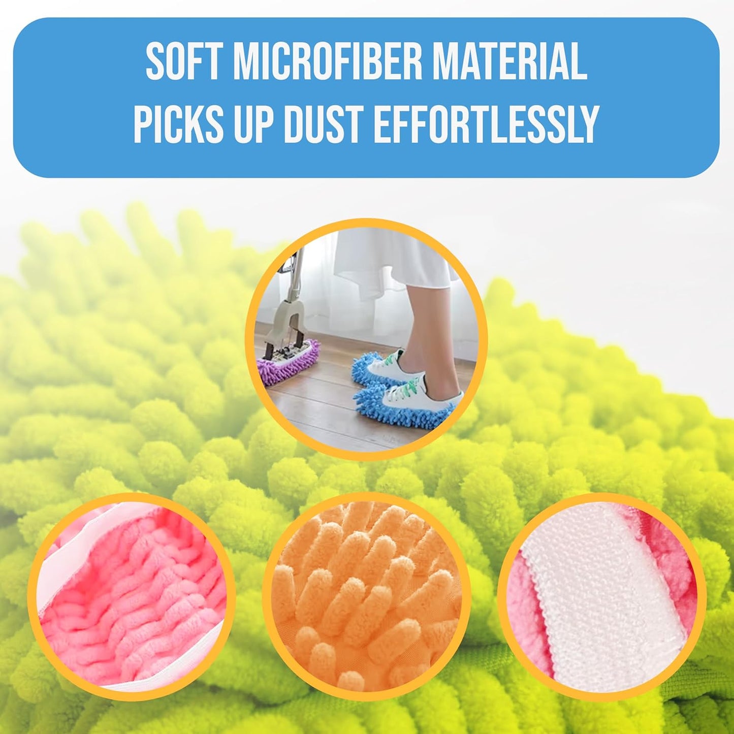 Winterlace Mop Slippers 60 Pcs (30 Pairs) Microfiber Chenille House Floor Dusting Cleaning Socks Shoe Cover Wholesale Bulk Pack