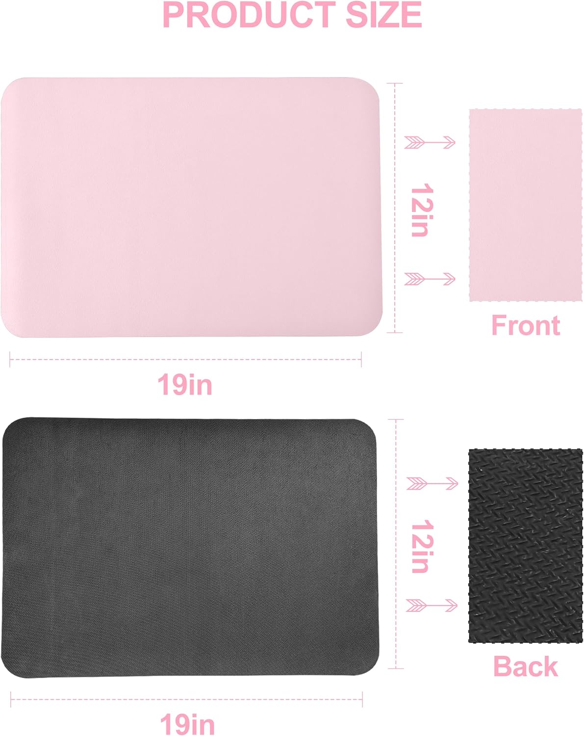 Dish Drying Mat for Kitchen Counter, 12"x19" Dish Drying Pad with Non-slip Rubber Backed, Hide Stain Anti Absorbent for Kitchen Counter, Drying Mat for Coffee Machine Dish Rack (Pink)