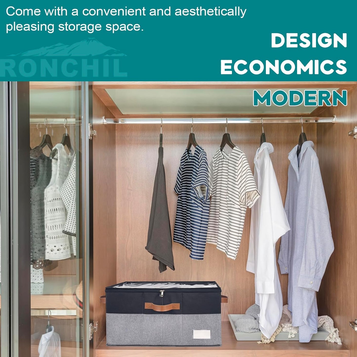 Shoe Organizer for Closet, Foldable Shoe Storage Bins with Clear Cover, Space Saving Shoes Holder with 4 Handles, Large Adjustable Shoe Box Storage Containers, Fits 12-24 Pairs, 2 Pack, Black