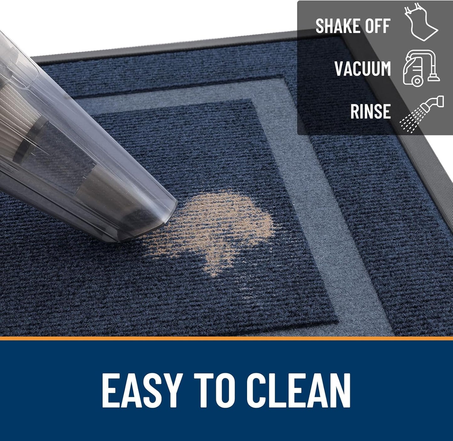 OLANLY Front Door Mat Indoor Outdoor Entrance, Waterproof All-Season, All-Weather Doormat, Sturdy Natural Rubber, Fade Resistant, Low Profile, Easy Clean Patio Porch Entryway Mat, 71x47, Blue