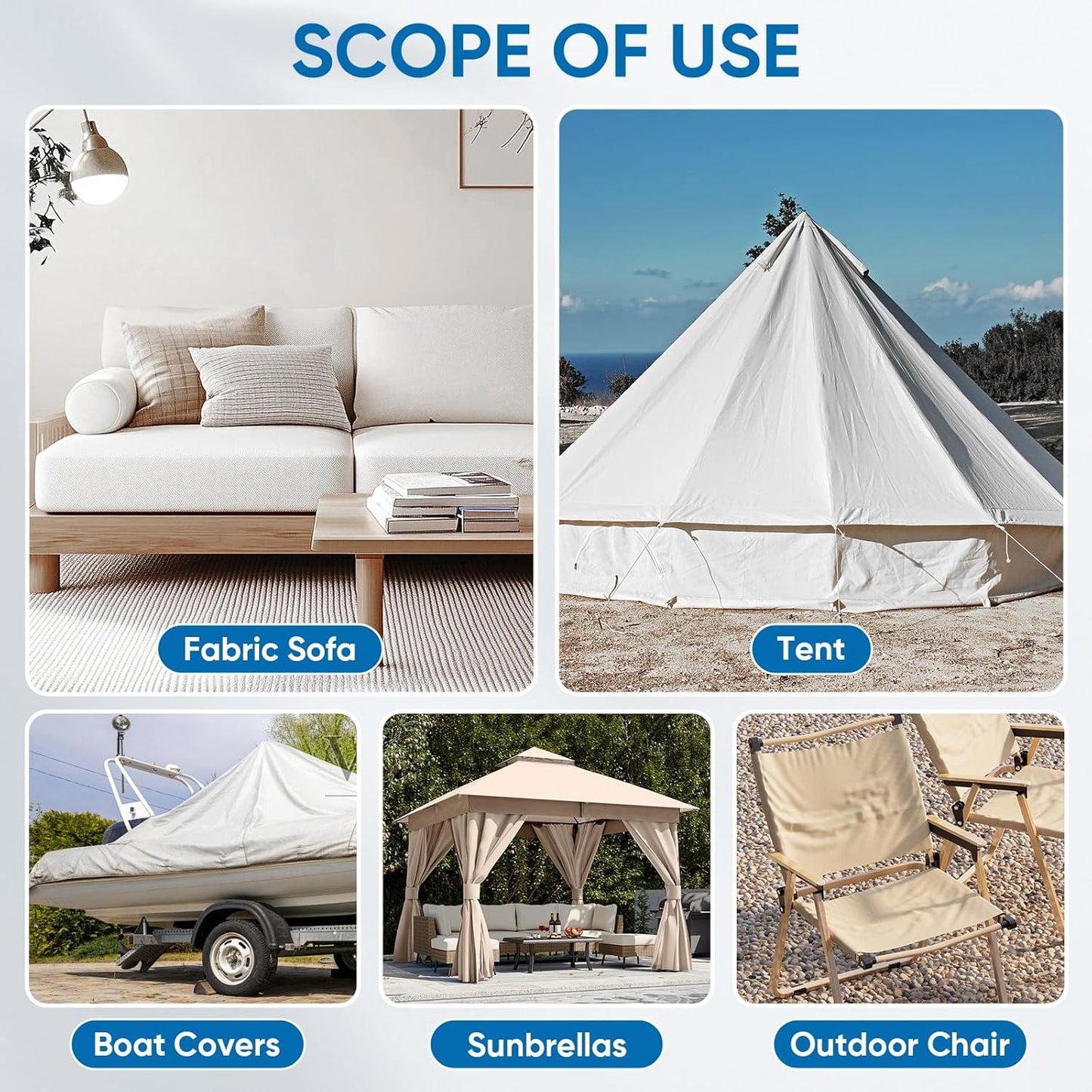 Oversized Canvas Patch 16 "x31, Self-Adhesive Waterproof Canvas Patch Set for Repairing Tents, Couch, Boat Covers, Camping Chairs, Awnings, Car Seats.(Gray)