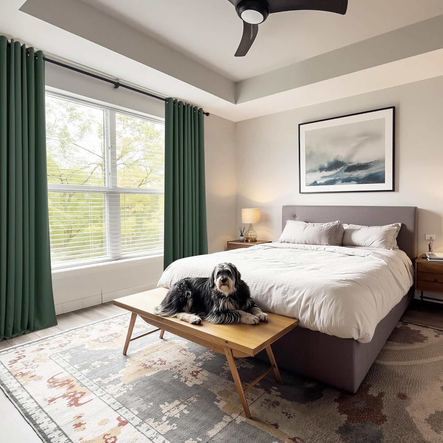 PONY DANCE Dark Green Blackout Curtains 80 inch Long 2 Panels Set, Thermal Insulated Solid Grommet Closet Curtains for Bedroom Closet Door, Temporary Doorway Cover Room Divider Drapes, W 55" x L 80"