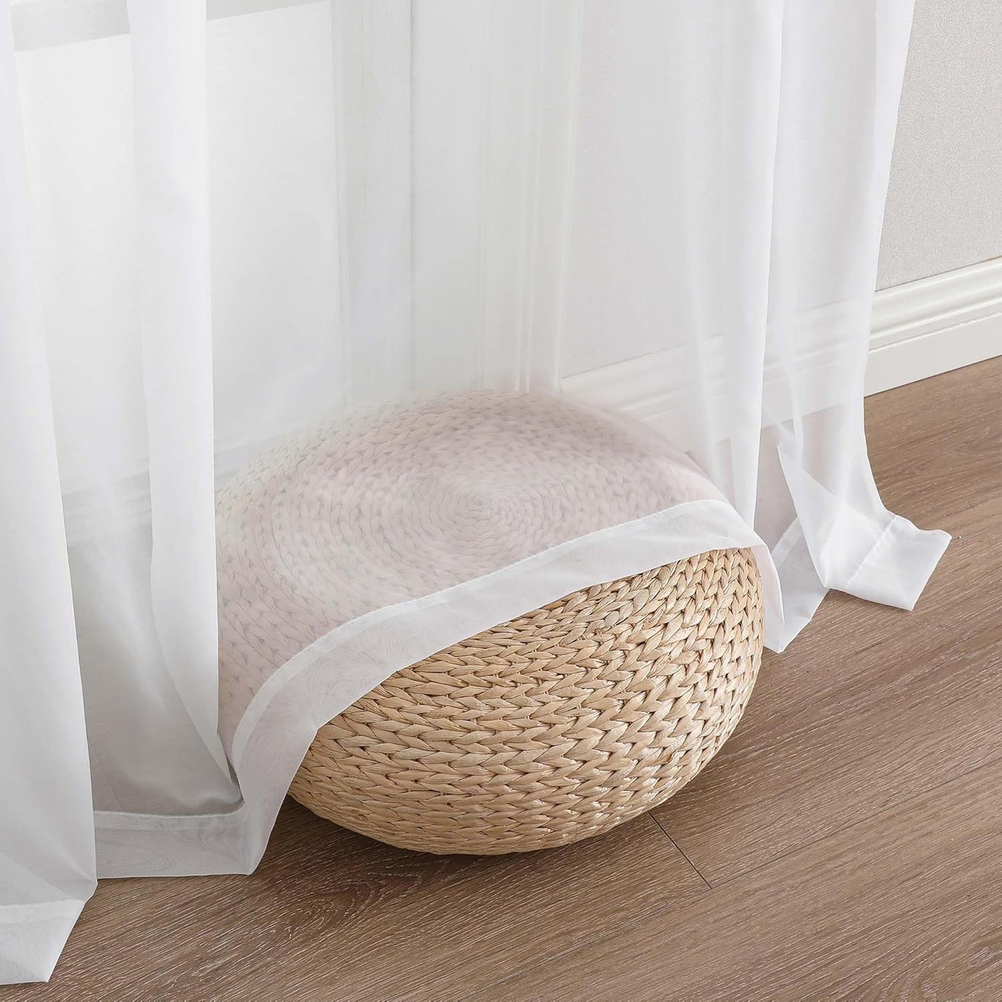 Chyhomenyc Extra Long White Sheer Curtains 120 Inches Long 2 Panels, Light Filtering White Curtains for Living Room, Soft Gentle Voile Rod Pocket Bedroom Window Drapes, 59Wx120L Inch, 10FT, 2PCS